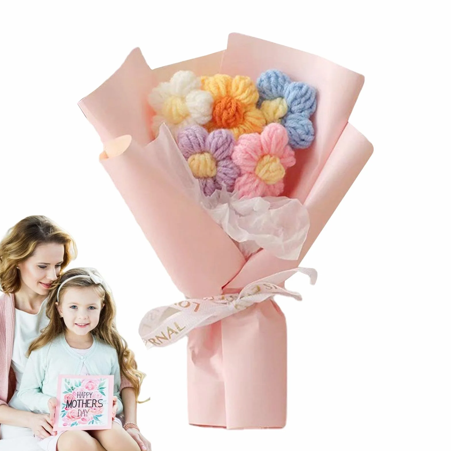 Bouquet de fleurs au crochet fait main pour anniversaire fête des mères décoration maison