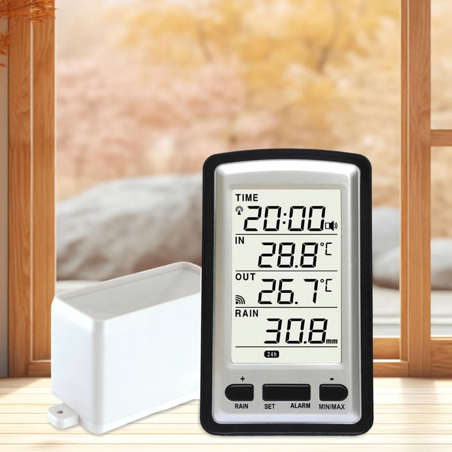 rockible Pluviomètre pluviomètre Outil de Mesure intérieur/extérieur pluviomètre numérique pluviomètre sans Fil