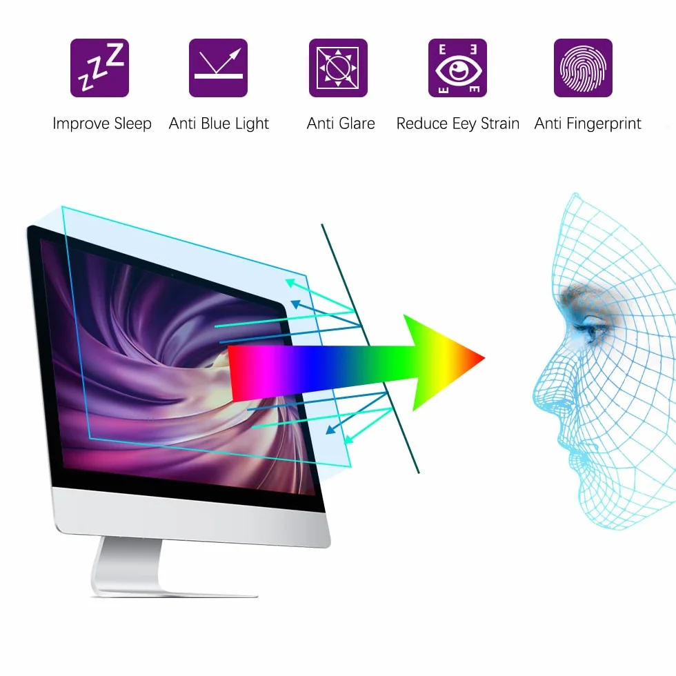 AiMok Filtre Anti-Lumière Bleue 18.5" Moniteur Protection des Yeux Anti-Reflet Écran PC 16:9