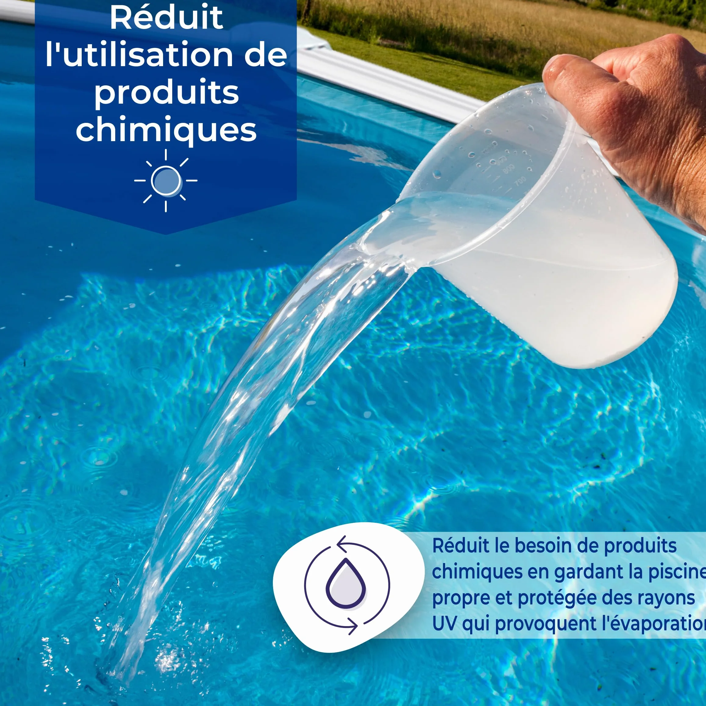 GRE CVPE500 - Bâche d'été pour piscines ovales enterrées de 500x300cm, épaisseur 400µ, Couleur Bleue