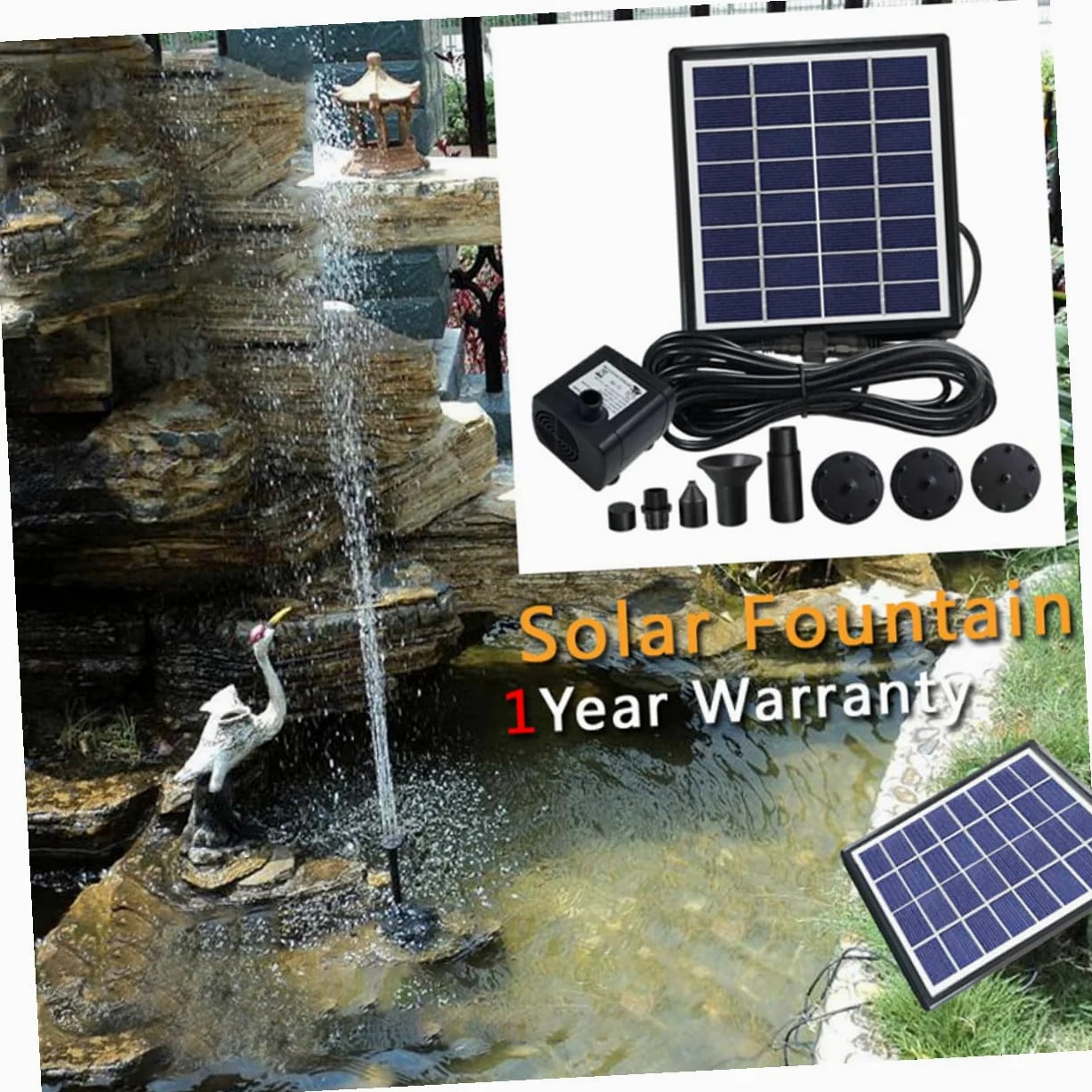 Fontaine Solaire Flottante pour Jardin Pompe Eau Écologique sans Batterie Fontaine Décorative Extérieure pour Bassin Bassin à Poissons et Circulation Oxygène