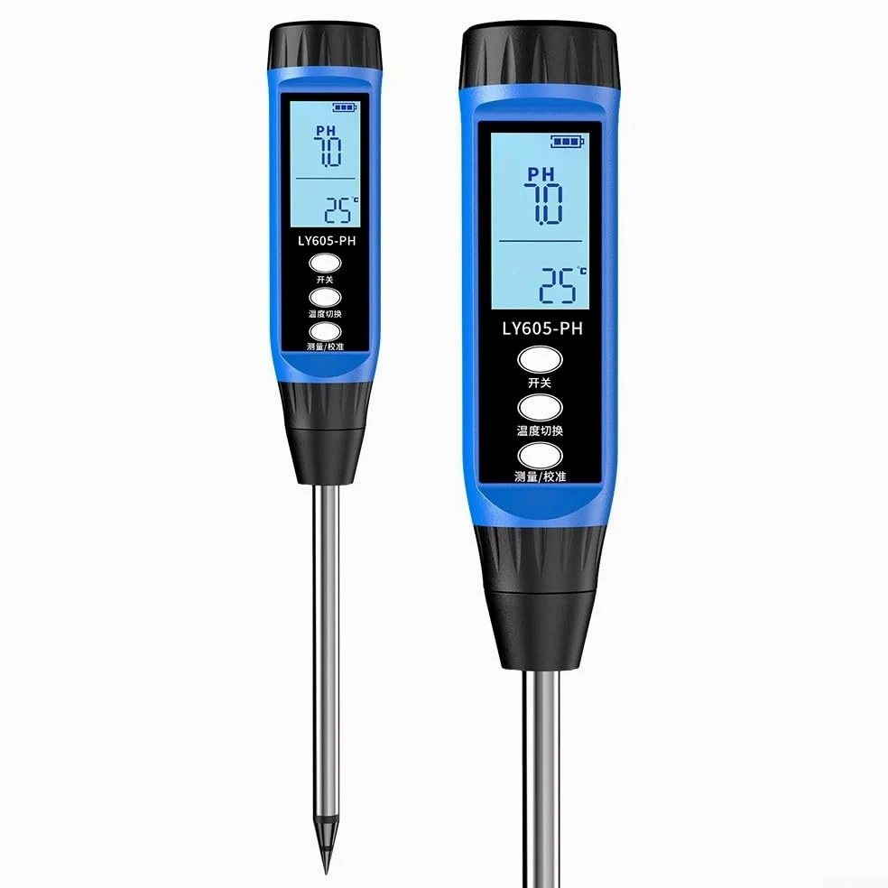Testeur numérique de pH du sol, capteur d'humidité de haute précision pour jardin et ferme, écran LCD testeur avec compensation de température, outil de mesure rapide pour l'agriculture (605)