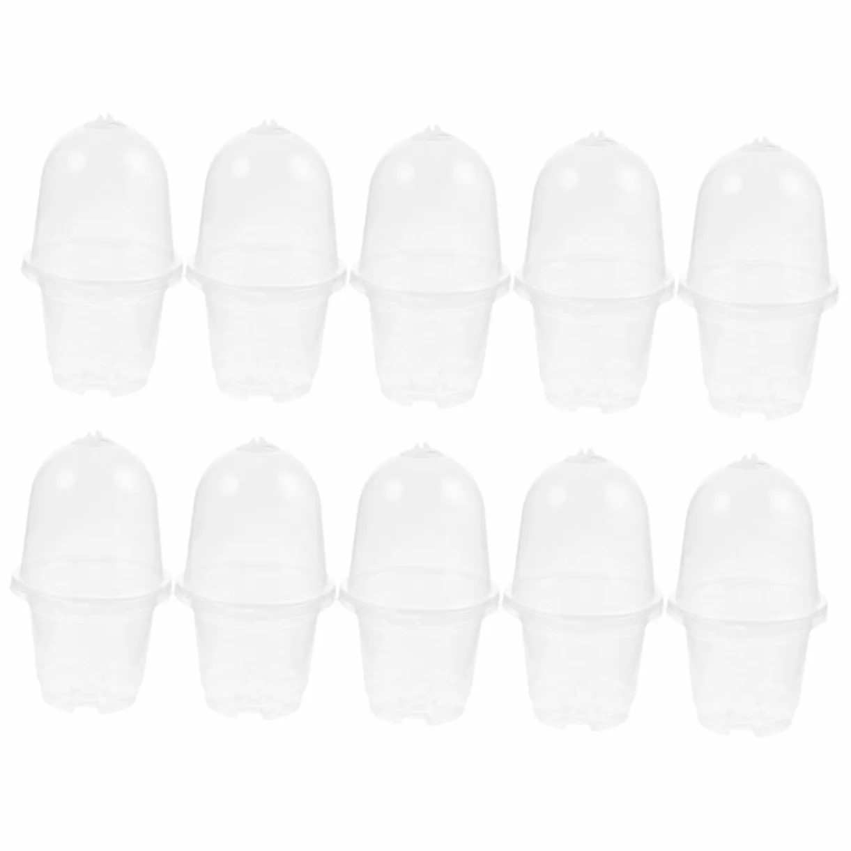 TOYANDONA Lot de 10 Sets de Petits Pots de Fleurs avec Couvercle Trous de Drainage Ajustement Température Humidité Jardinage Intérieur Extérieur