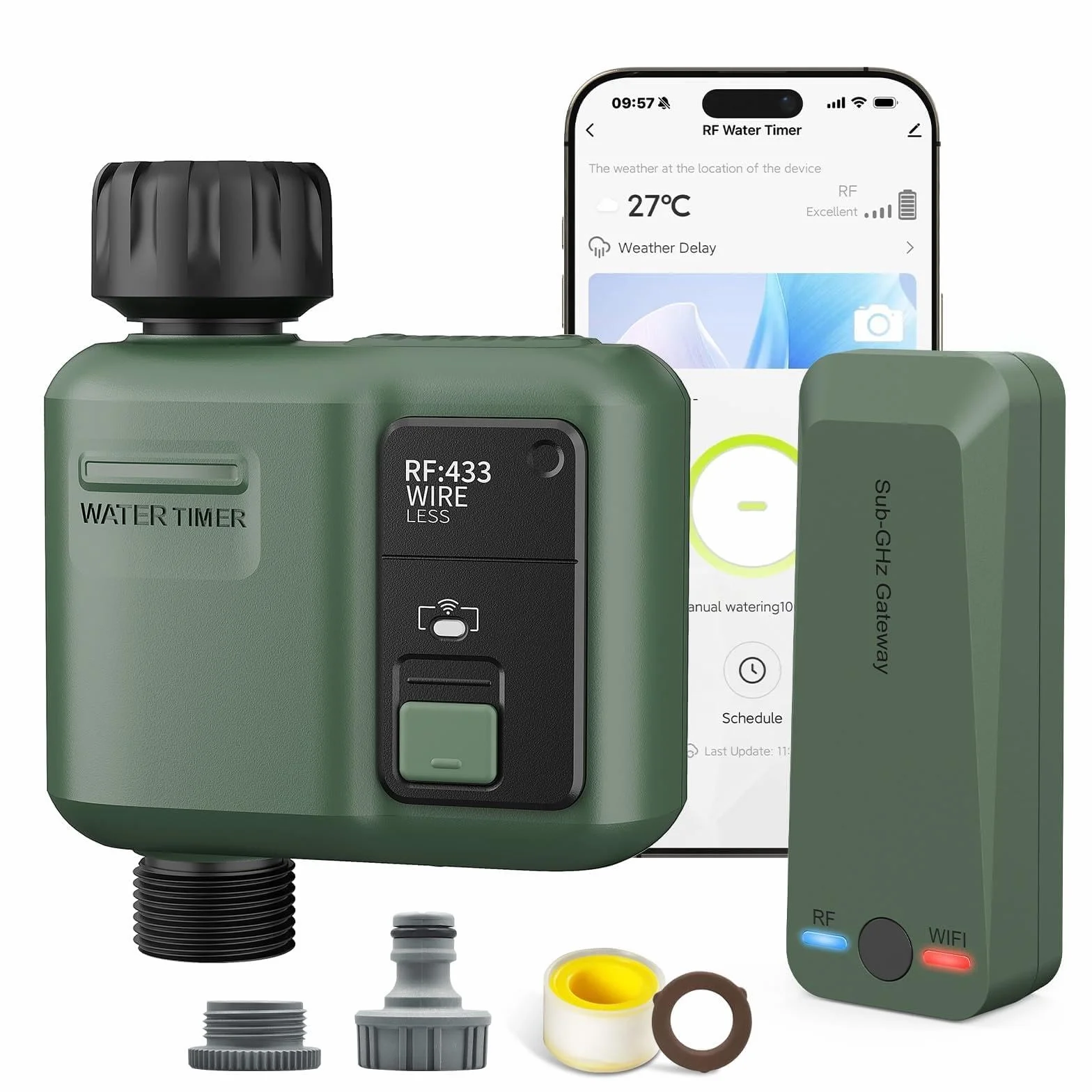 Programmateur d'Arrosage Intelligent RF433 WiFi 1 Voie pour Jardin