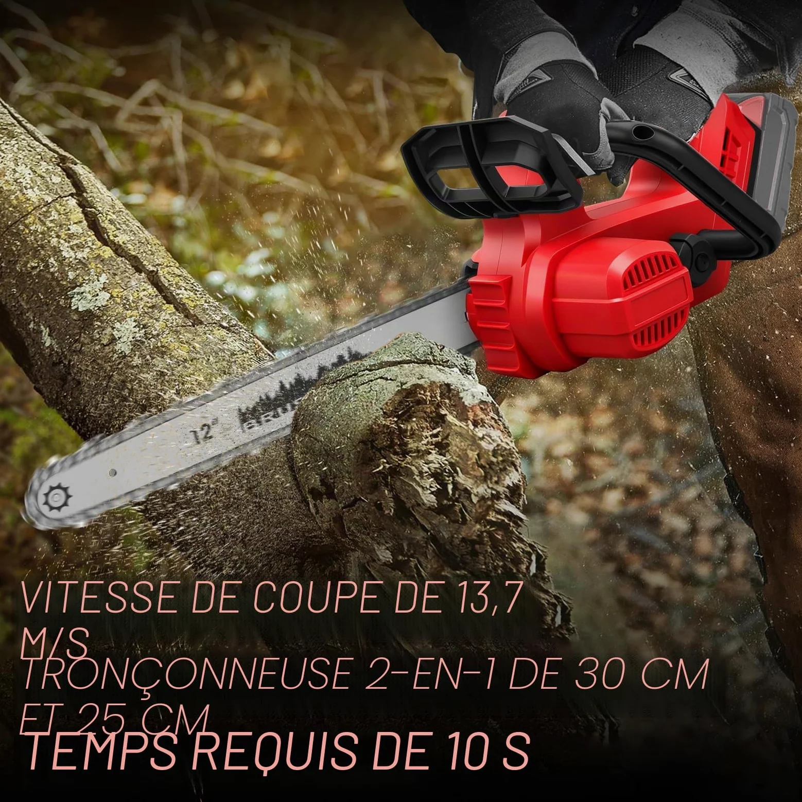 1100 WTronçonneuse sans fil pour Milwaukee 18 V batterie (sans batterie) | Roadtime moteur sans balais 8700 tr/min, longueur de coupe de 30,5 cm avec serrures de sécurité, vitesse de coupe
