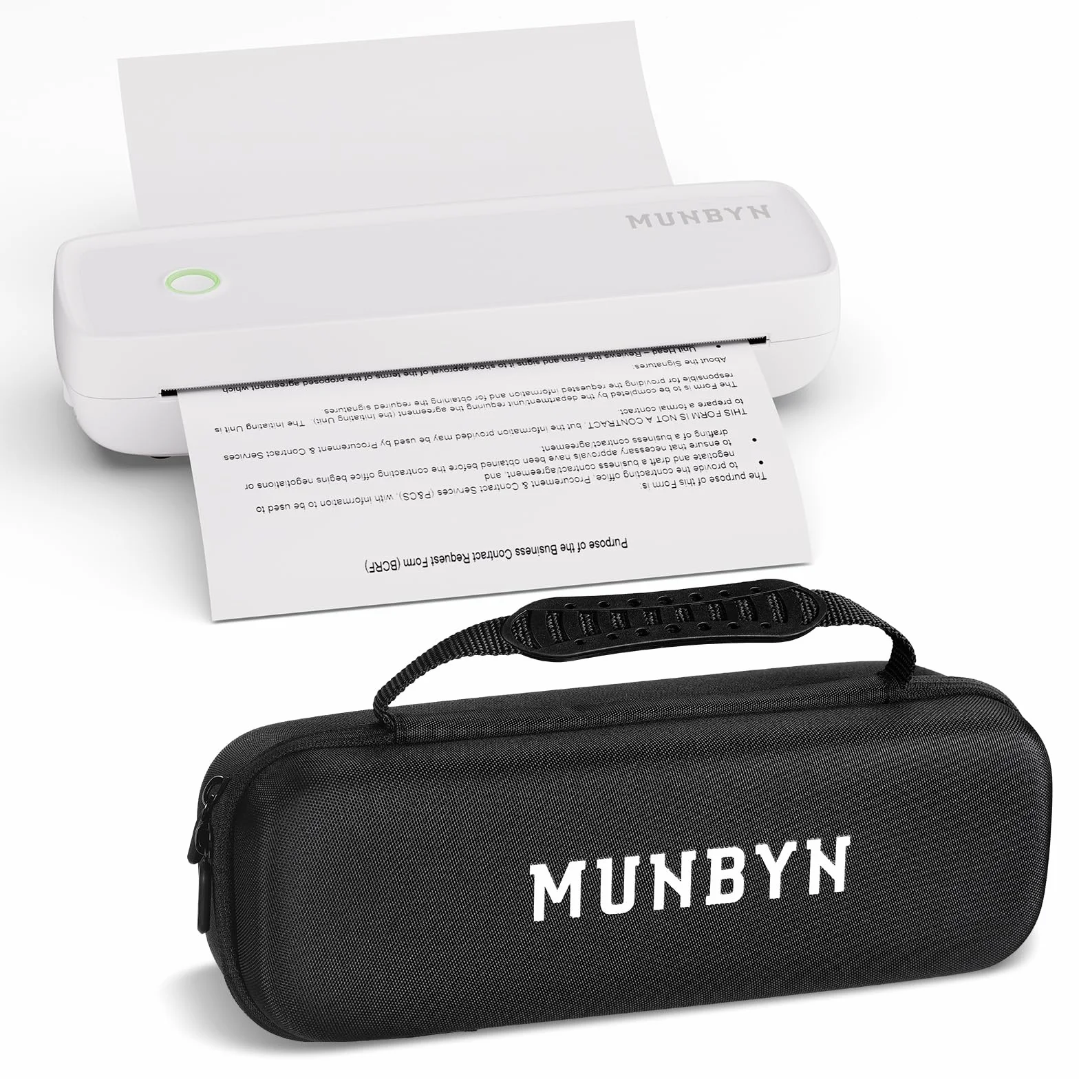 MUNBYN ITP04 Imprimante Thermique A4 Portable Bluetooth sans Encre, Compatible Android iOS, Blanc