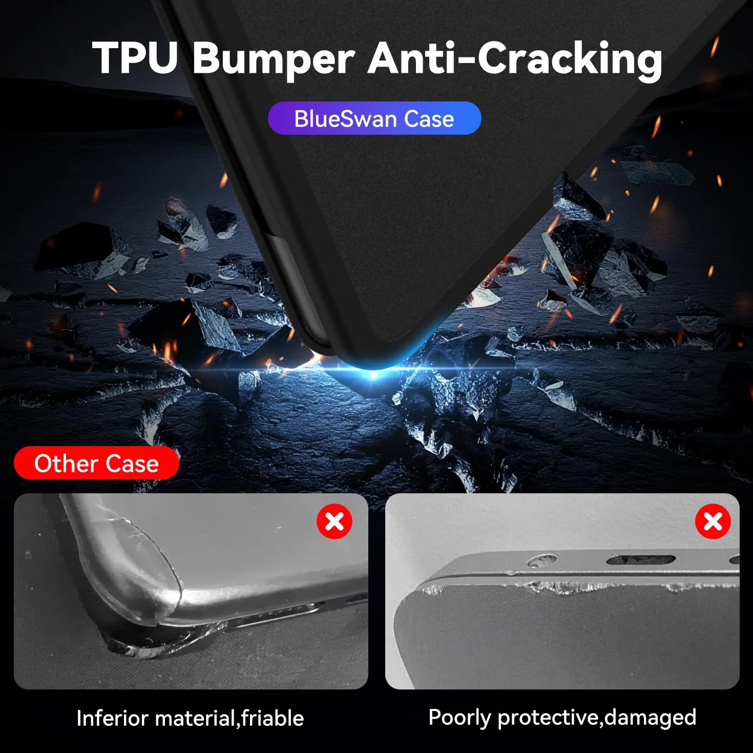 BlueSwan Coque MacBook Pro 14 Pouces M5 M4 M3 M2 M1 Pro/Max 2026-2021 TPU Anti-Rupture Housse Étui Rigide Noir Mat