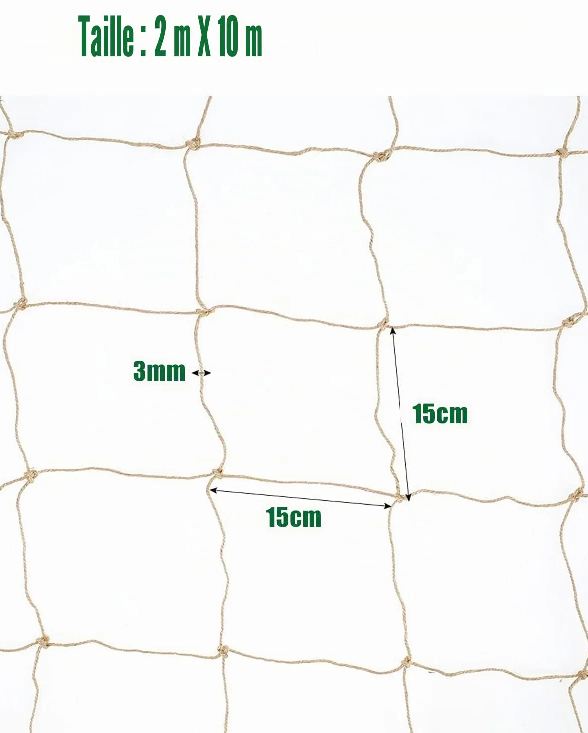 Filet de Jute 2m x 10m pour Soutien des Plantes - Treillis Écologique Biodégradable Compostable pour Jardin