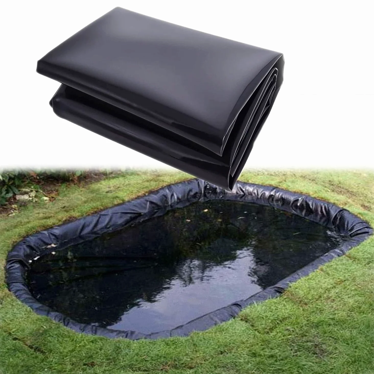 Bâche pour Bassin 8x10m HDPE Bâche D'étang 6x8m Doublure D'étang Étanche 4x6m Revêtement pour Bassin À Poisson Bâche pour Étang pour Étangs à Poissons, Cascades, Fontaines, Jardins Aquatiques(10 x 26f