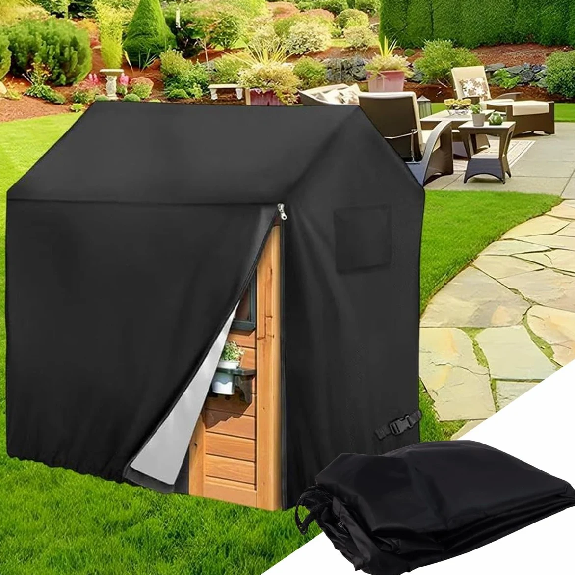 Bâche De Protection Extérieure Imperméable 210D pour Maison De Jeux Extérieure (110 X 120 X 140 Cm)