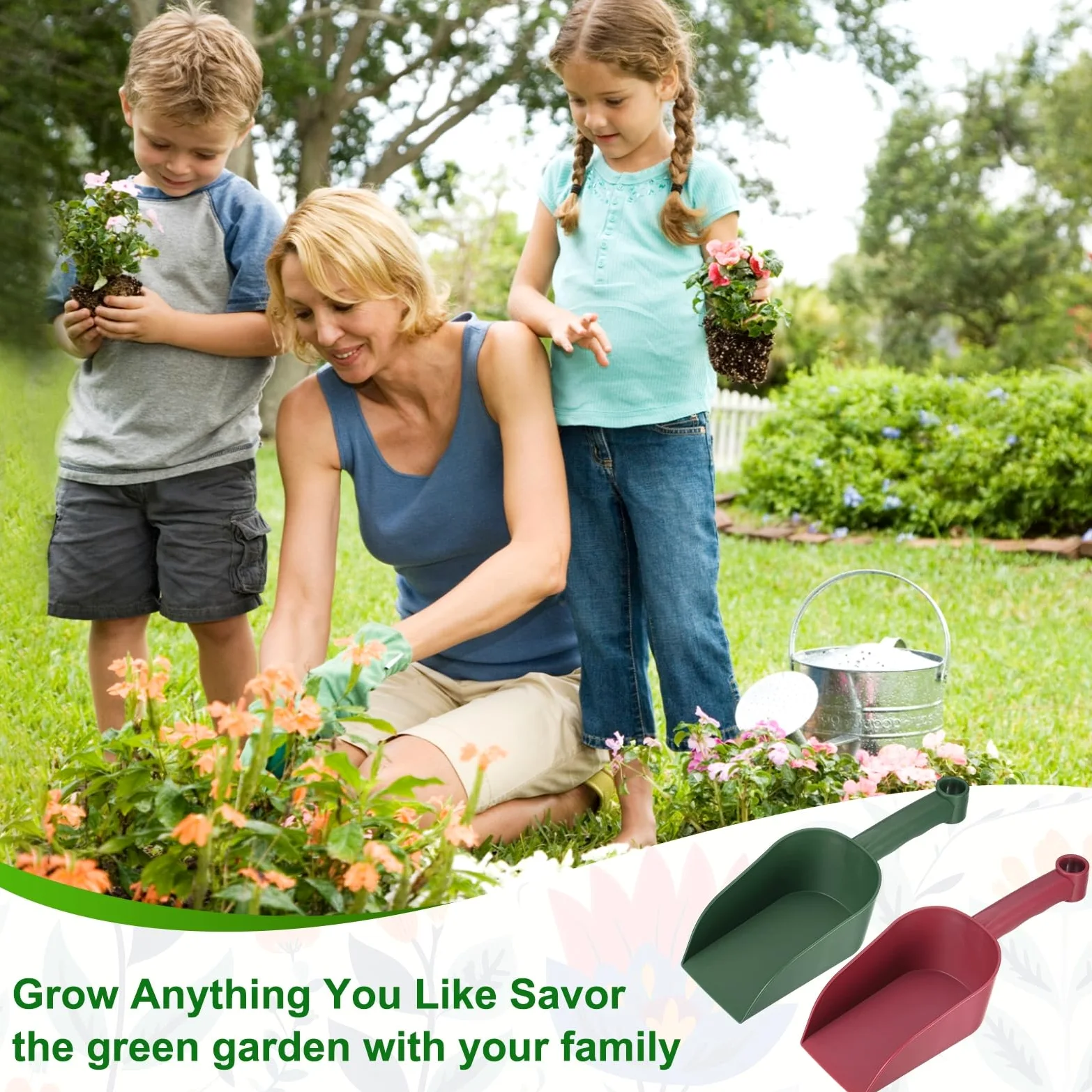 M METERXITY 2-Pack Pelle De Jardin Petite Pelle A Main, 28.5cm/11.22 Pouces Outils De Jardinage en Plastique pour Creuser, Transplanter, Ameublir Le Sol Et Planter [Vert Fonce/Rouge Vin]
