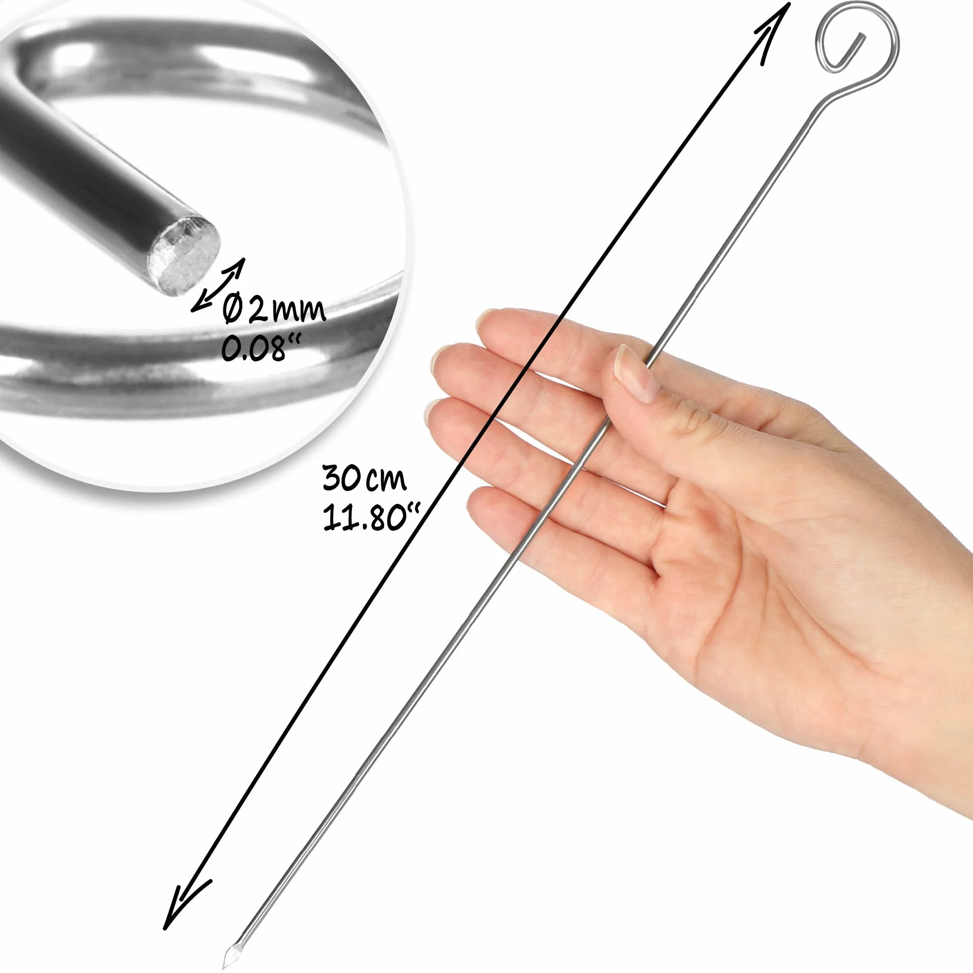 COM-FOUR brochettes acier inoxydable 30 cm 16 pièces ensemble