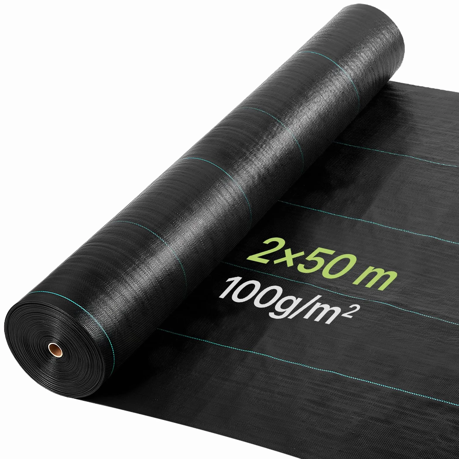 VEVOR Toile de Paillage 2x50 m Bâche Anti Mauvaise Herbe 100 g/m² Géotextile Anti Repousse Tissé PP Noir