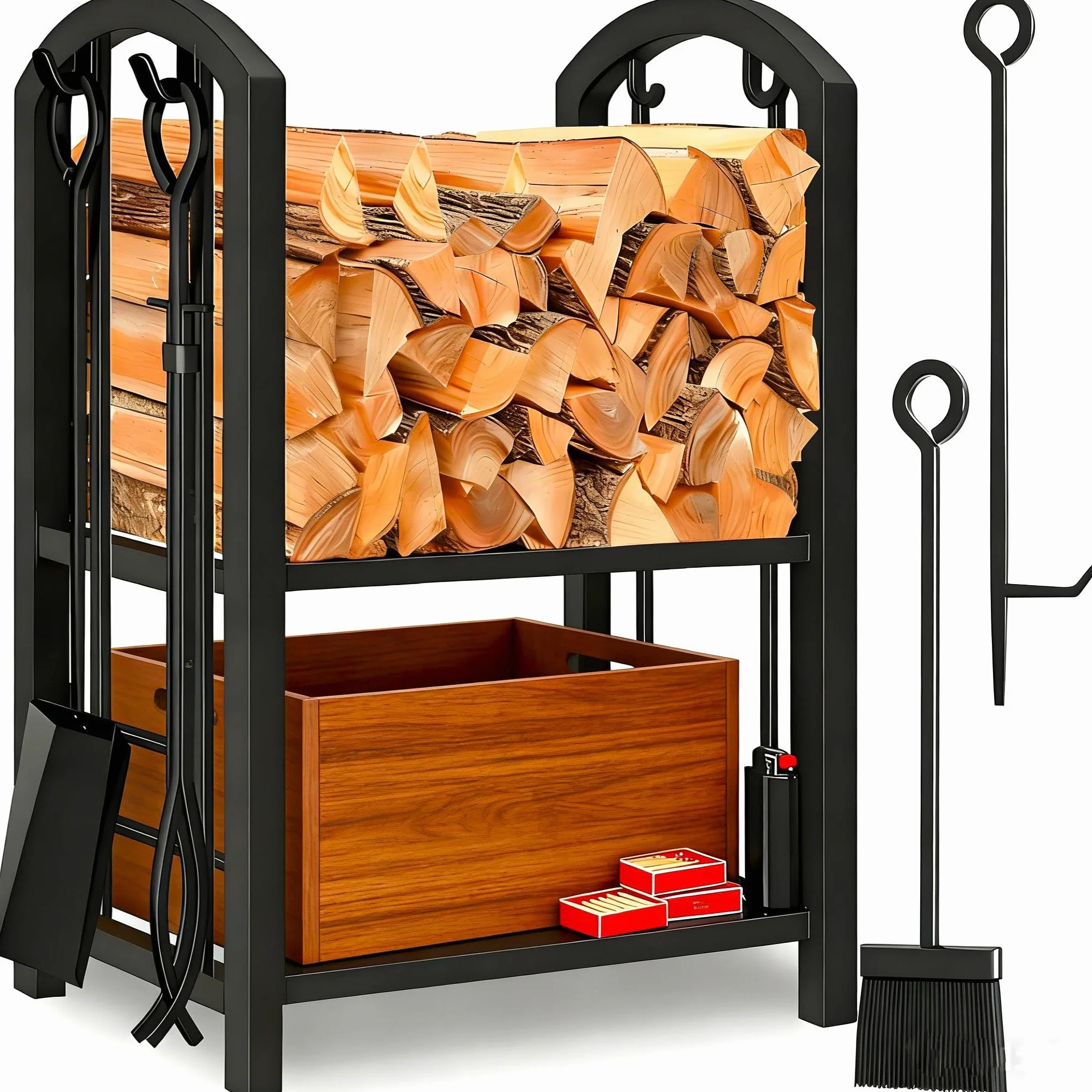 Amagabeli Porte Bûches de Cheminée 74 x 40 x 30cm Rack de Stockage