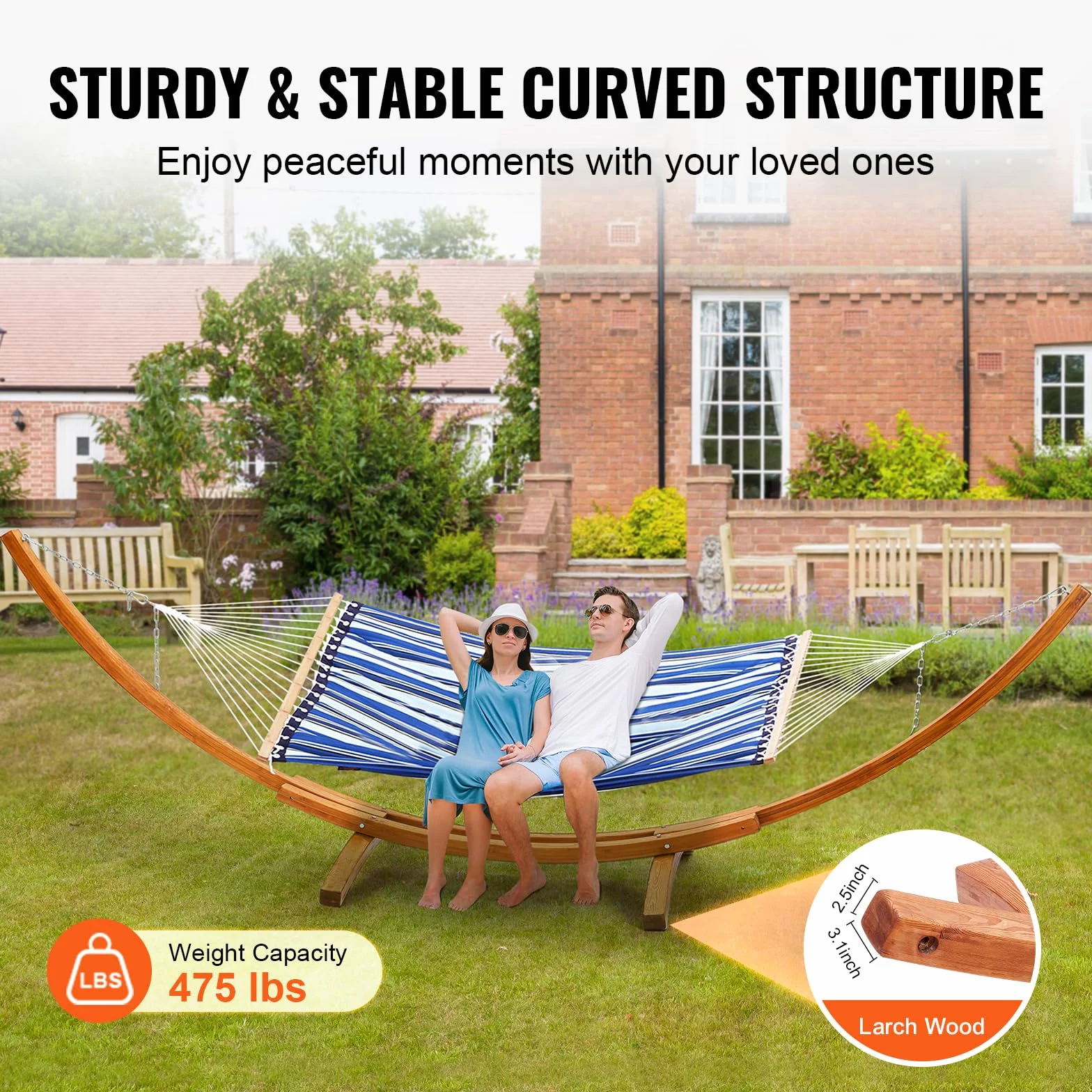 VEVOR Support de Hamac en Bois, Charge 215 kg, Cadre Universel pour Hamacs 2,8-3,9 m, Réglable