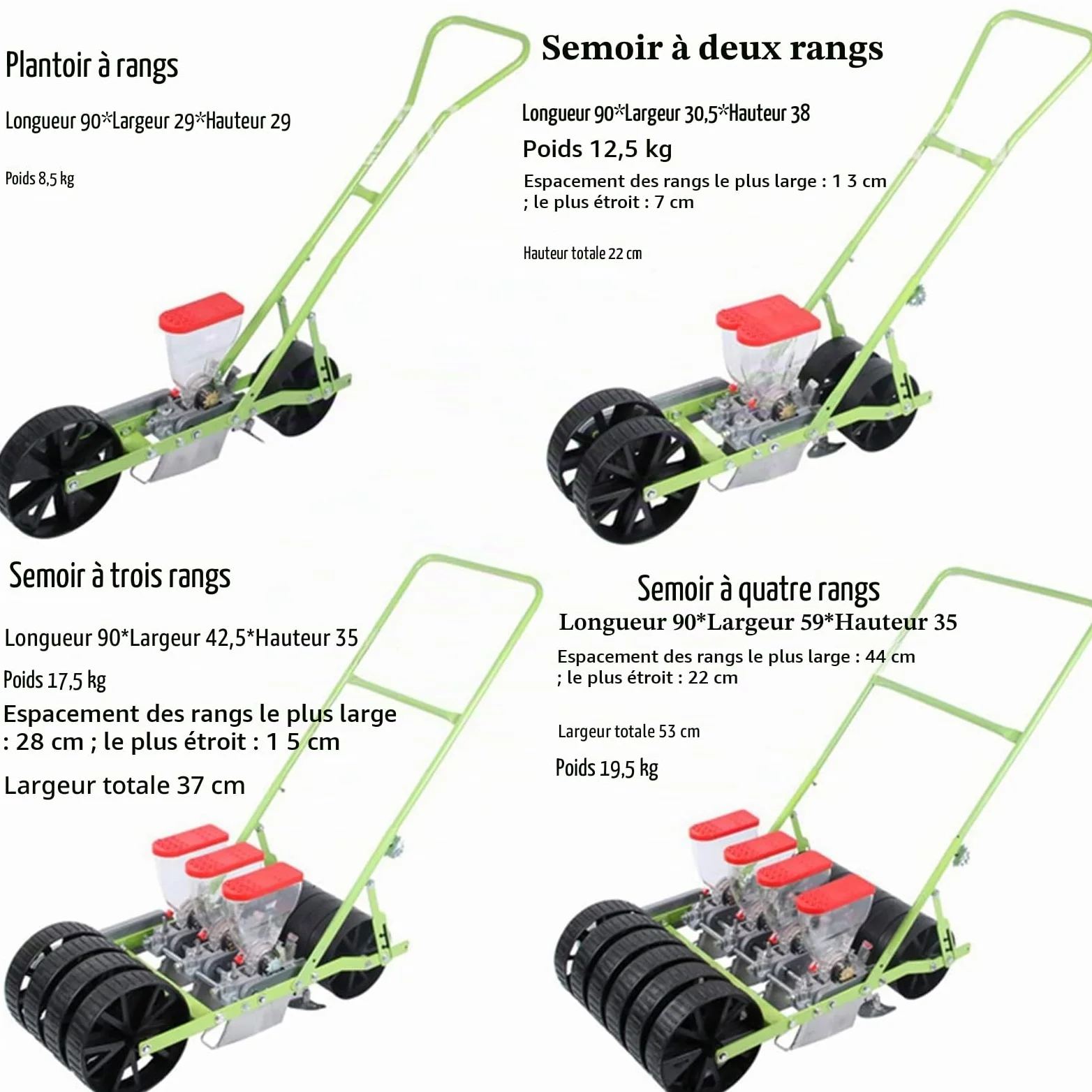 Semoir semoir de précision semoir en rangée, semoir manuel, épandeurs de jardin, semoir de jardin à poussée manuelle, plantes de chanvre, persil, chou, radis, etc. for petits jardins(Single row)