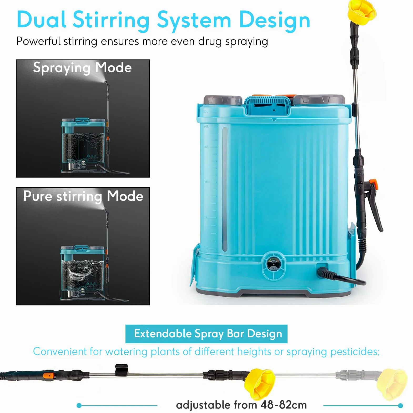 Pulvérisateur à Dos 16L, 100 PSI Pulvérisateur Électrique Compatible avec Makita 18V, 5 Buses, Perche Télescopique pour L'arrosage, Pulvérisateur de Jardin La pulvérisation de Pesticides