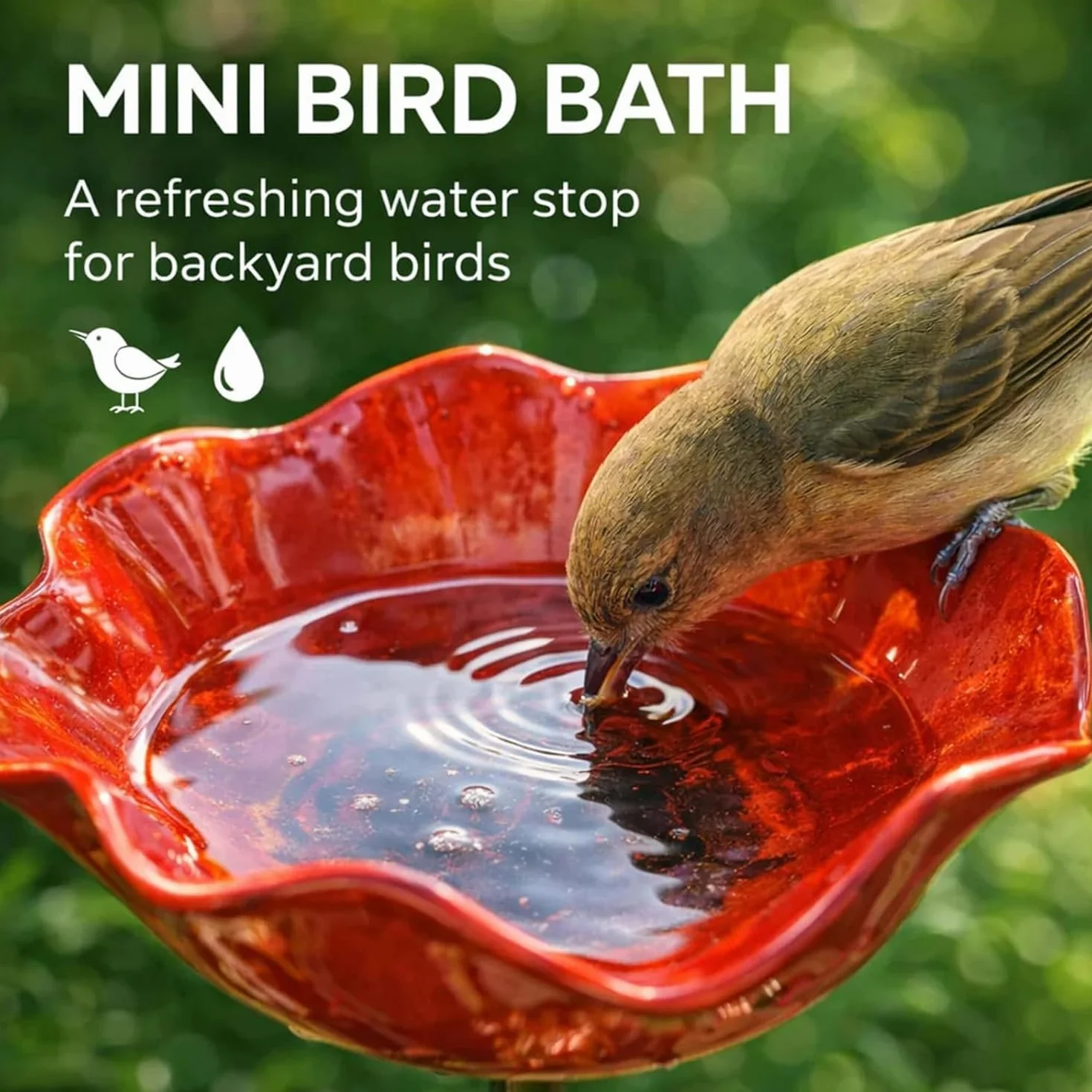 Bain Oiseaux Artisanal 15x60cm Station Abreuvement Abeilles pour Jardin Résistante Intempéries