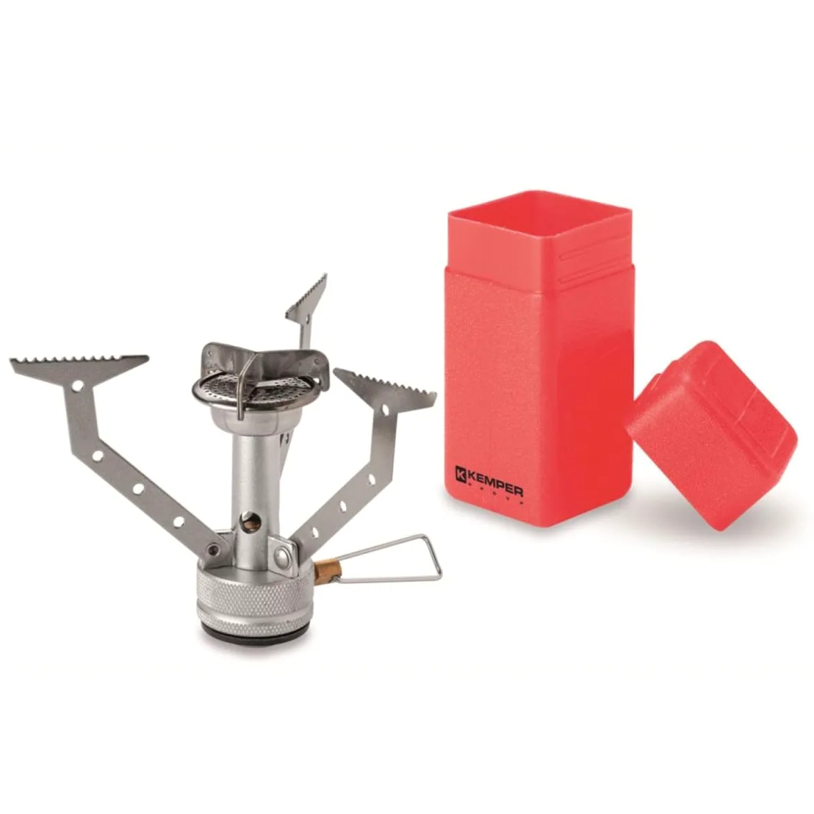 KEMPER - Réchaud gaz Portable 4.5 KW + 4 Cartouches gaz Butane Propane 230gr - Mini brûleur randonnée Anti-Vent Pliable & Léger Camping Haute Montagne