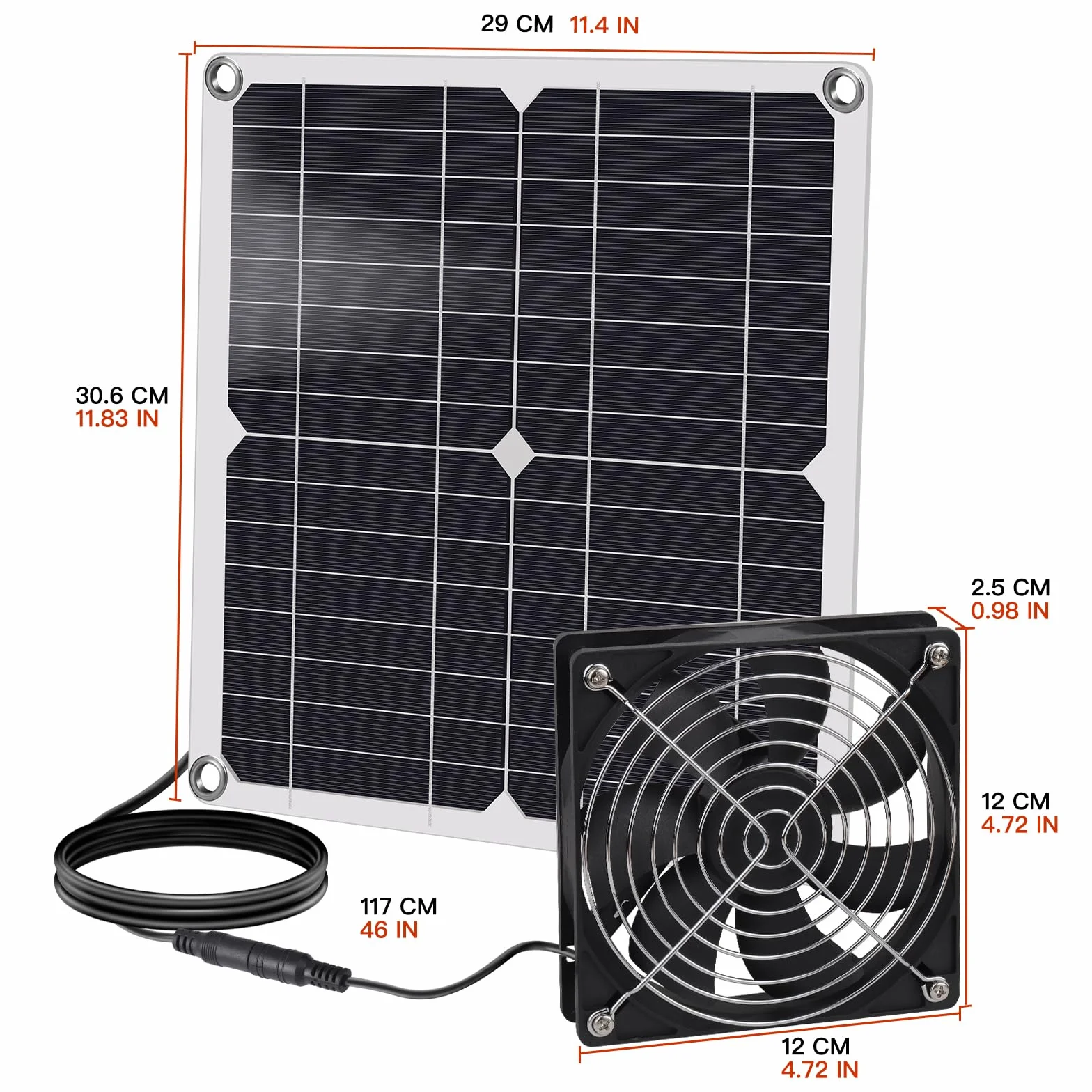 Ventilateur solaire 12W Panneau solaire robuste DC pour poulailler serre remise