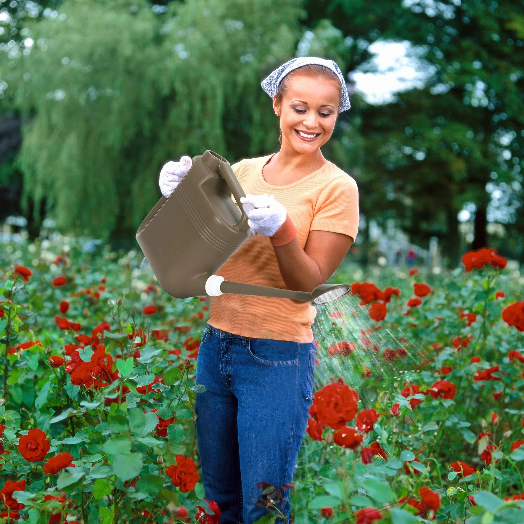 Arrosoir de 5,5 gallons pour plantes d'extérieur et d'intérieur, grand arrosoir de jardin léger et capacité de 5,5 L, arrosoir en plastique avec long bec et tête d'arrosage amovible en métal, gris