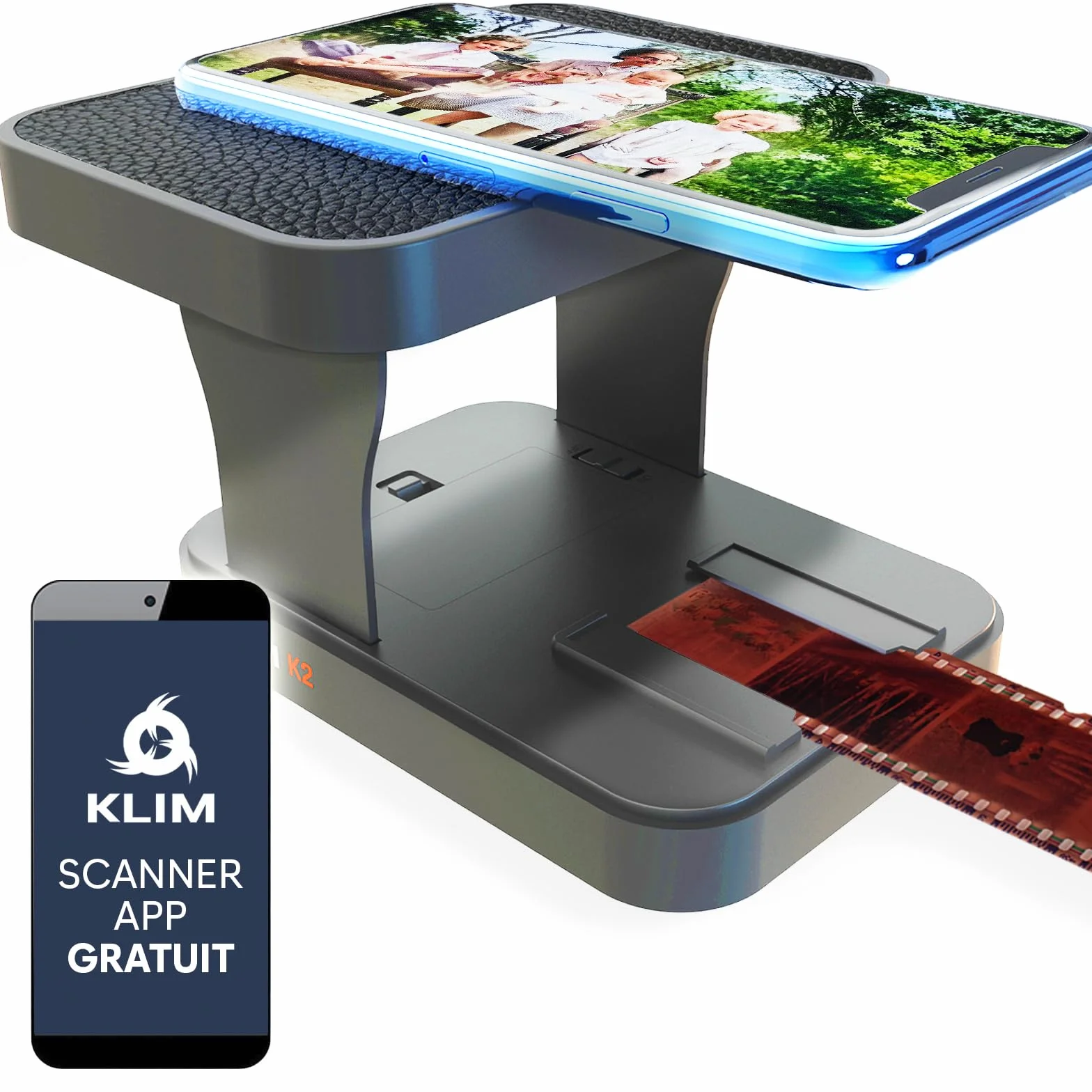 KLIM K2 Mobile Film Scanner 35mm + Free APP - Scanner Positif et négatif, Diapositives, Photos