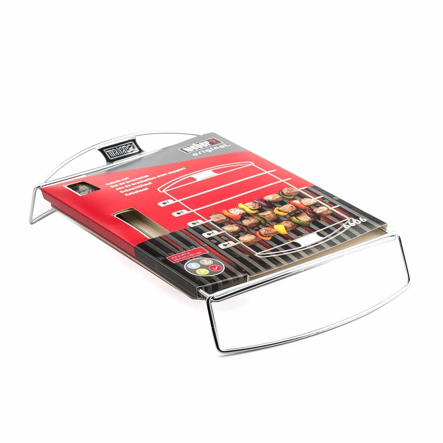 Weber Kit à brochettes 5 brochettes Support acier inoxydable pour barbecue charbon bois Ø57cm gaz Q2000 Argent