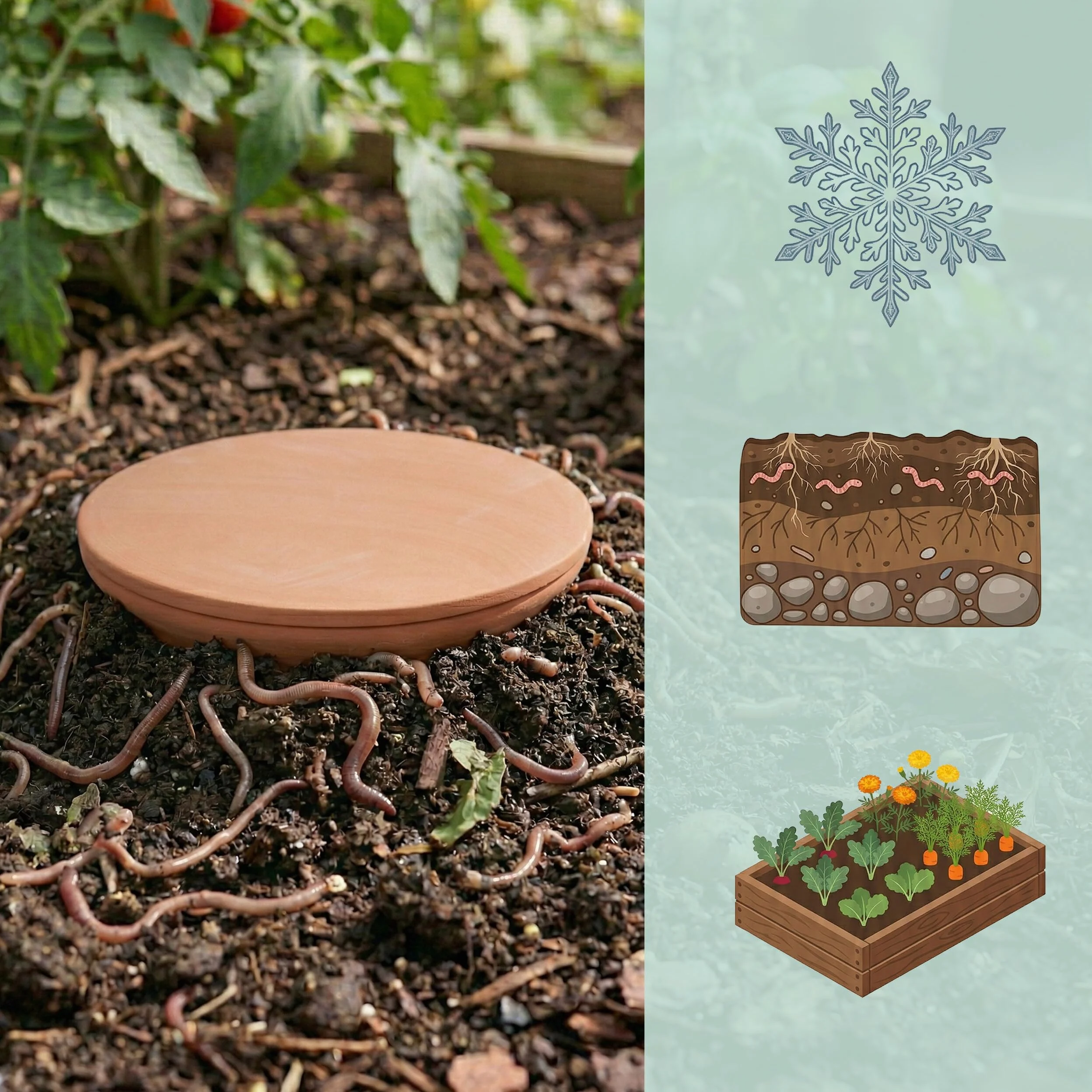 Relaxdays Composteur à vers à enterrer, 5 L, HxØ 26 x 22 cm, Couvercle, Terre Cuite, Jardin & Potager
