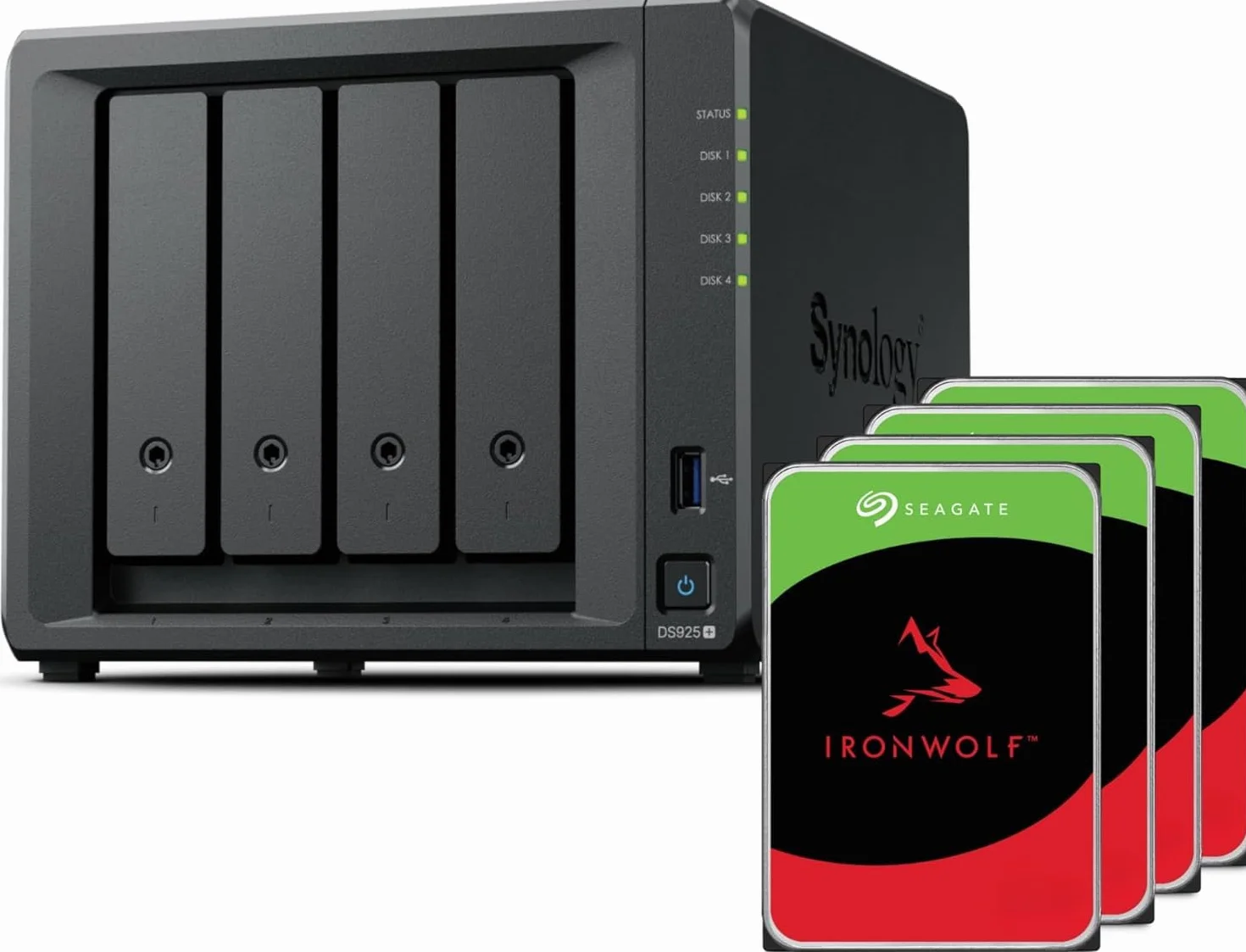 Synology DS925+ Seagate Ironwolf 4X 4TB 4 Bay Desktop NAS 2,5 GbE 4 Go RAM