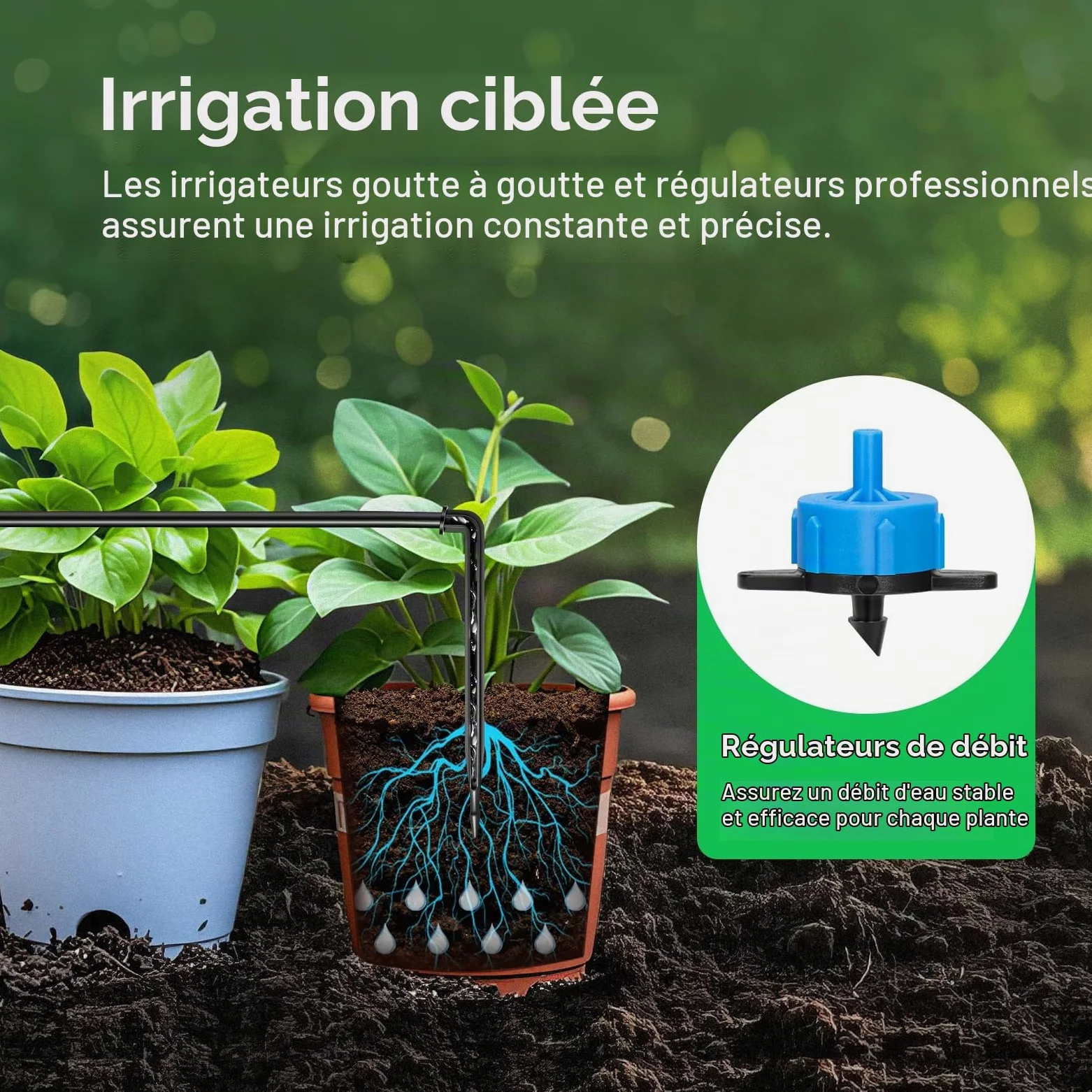 VIVOSUN Kit Professionnel d'Irrigation par Goutte-à-Goutte Automatique, Puissance de Sortie 15W, Kit de Culture Professionnel Tout-en-Un — Comprend Pompe, Minuterie et Régulateur