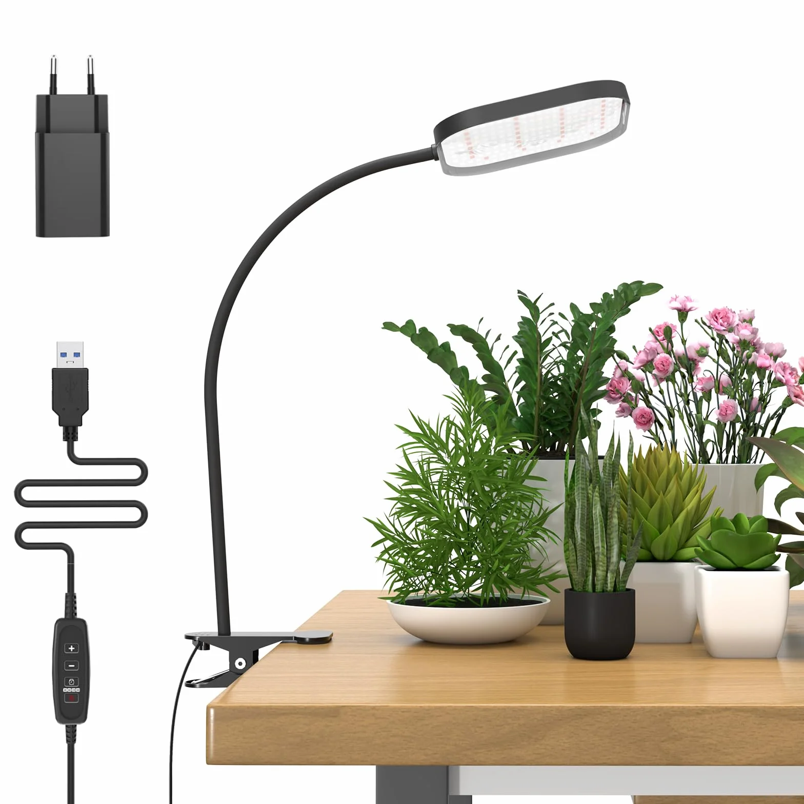 Mojimdo 10W Lampe de Croissance LED Spectre Complet 264 LED 5 Niveaux Luminosité Minuterie Automatique Étanchéité Flexibilité Plantes Intérieur