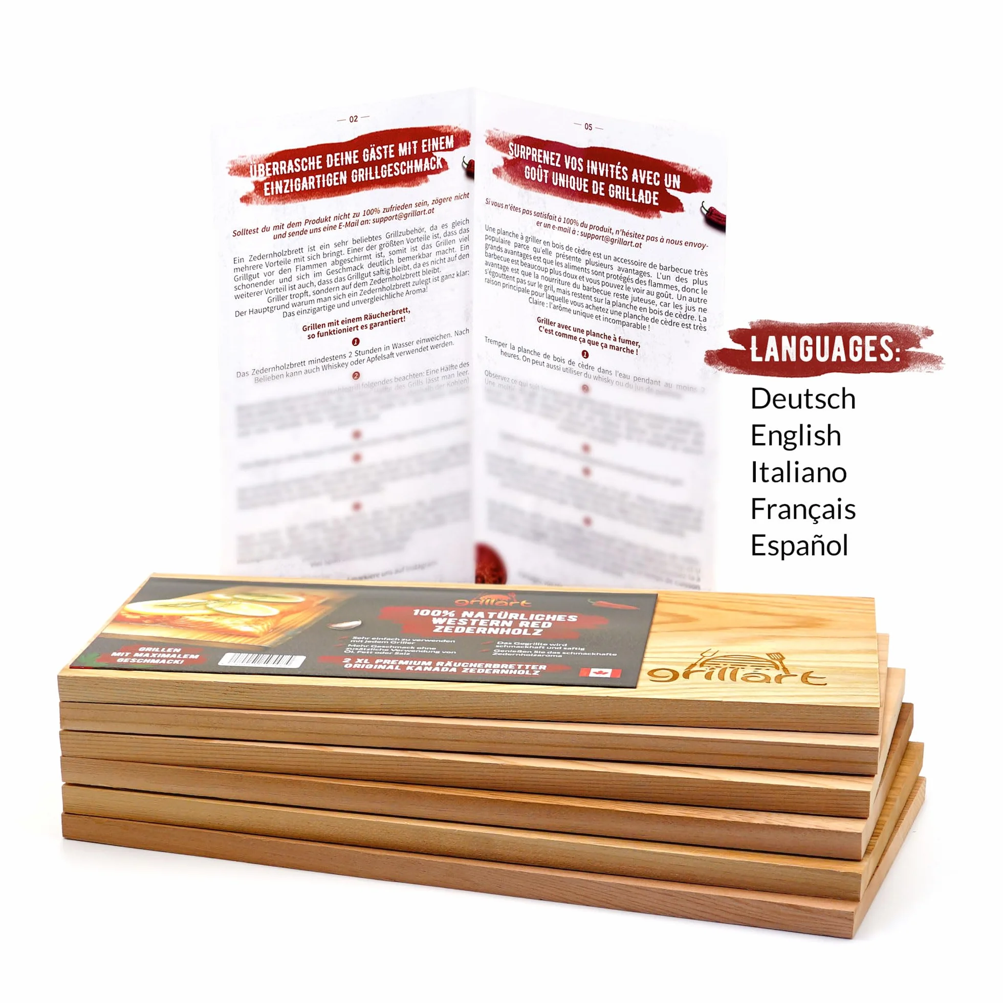 Planches à Griller en Bois de Cèdre Rouge de l'Ouest du Canada XXL - Pack de 6 pour Grillade