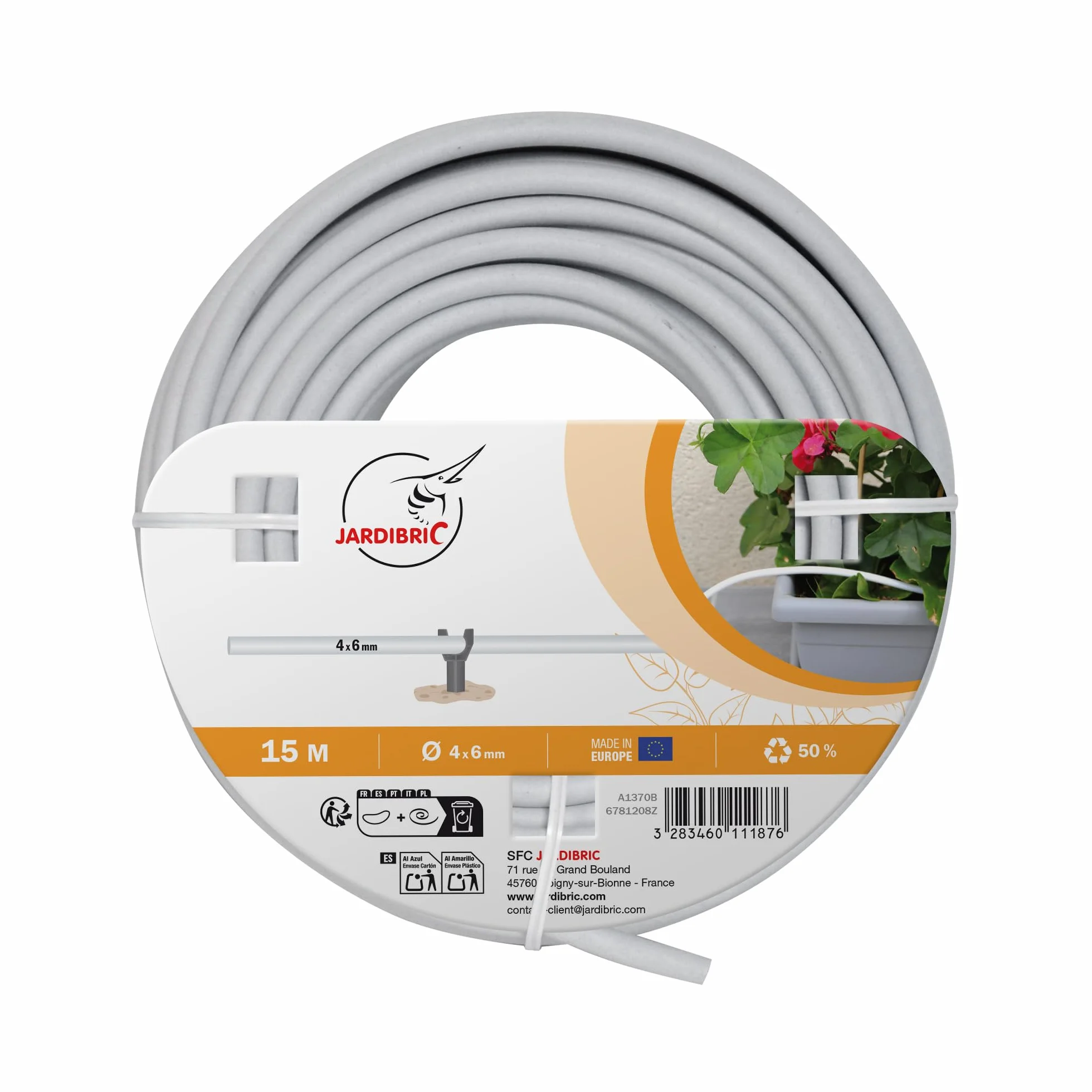 Tuyau Goutte à Goutte Ø 4 x 6 mm 15 m Débit 60 L/h 1,2 Bar