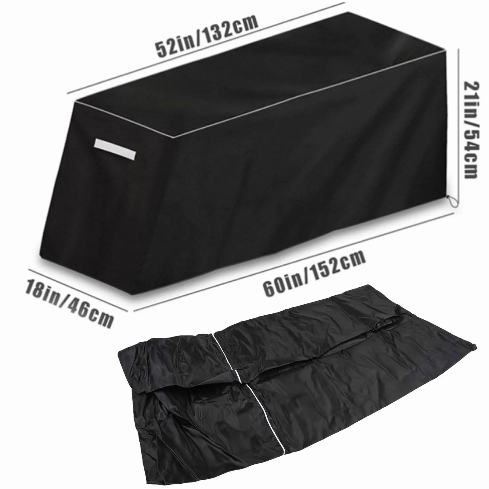 Housse de banc d'extérieur en tissu Oxford 210D 152x46x54 cm Noir imperméable pliable