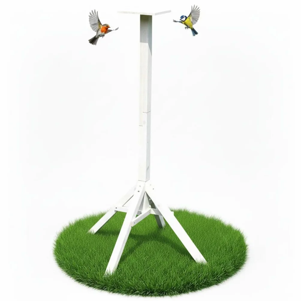 Melko Support de mangeoire à oiseaux 105 cm blanc