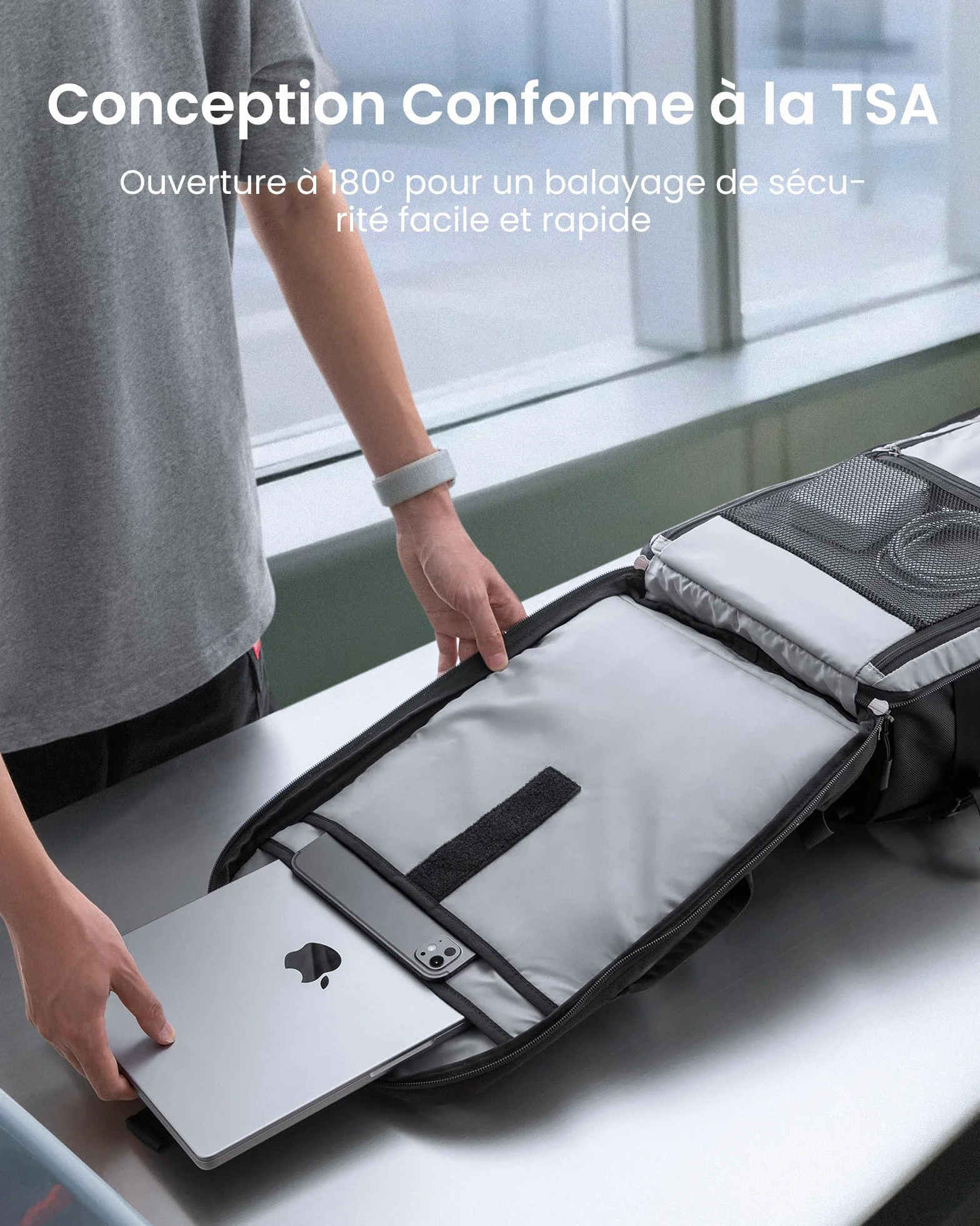 Tomtoc Sac à Dos de Voyage 40L, Bagage Cabine Imperméable TSA, Ordinateur 17,3 Pouces