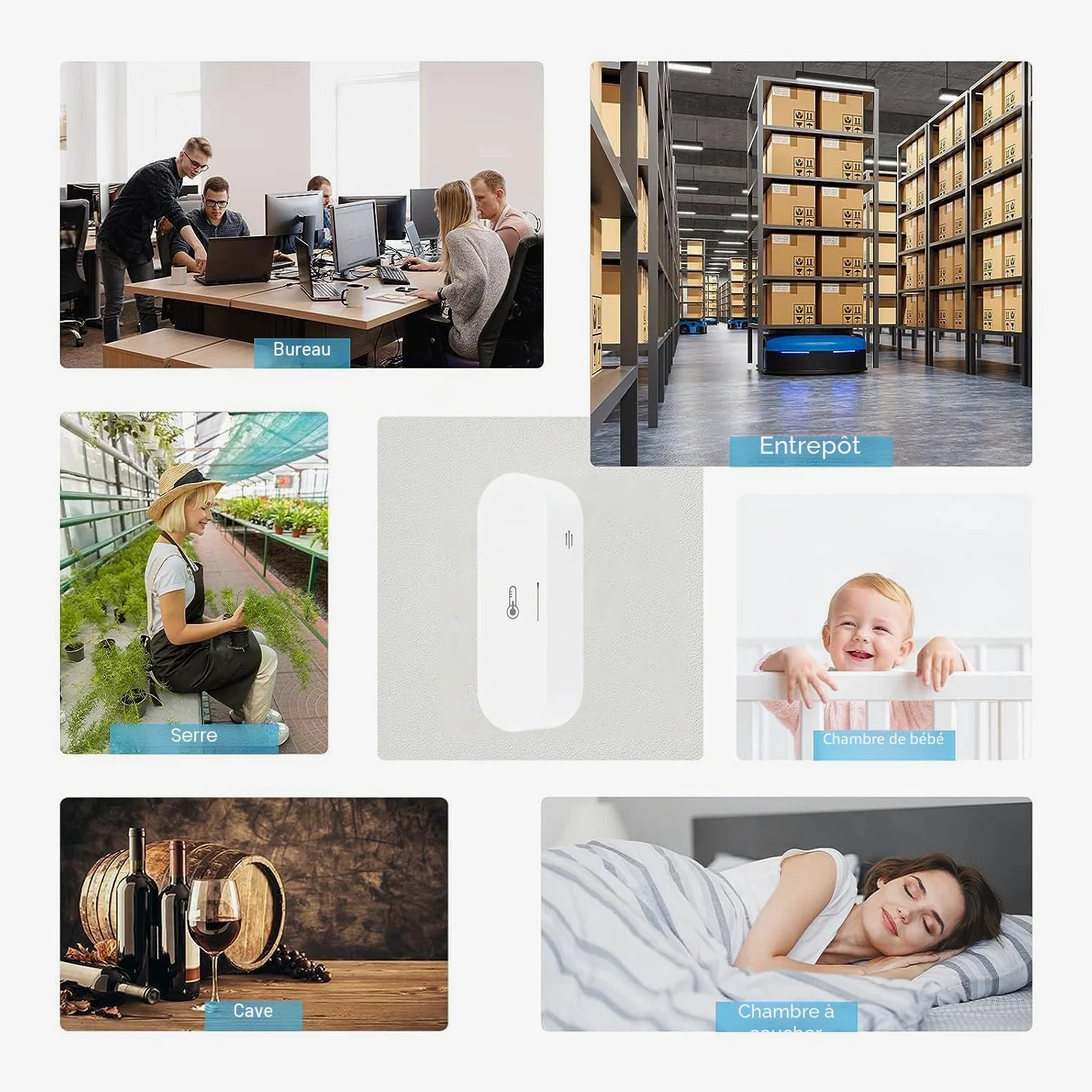 Hygromètre intelligent thermomètre: moniteur d'humidité de la température Zigbee avec alertes d'application, double alimentation, exportation de mémoire de données, hub, support homekit, Alexa (Lot de