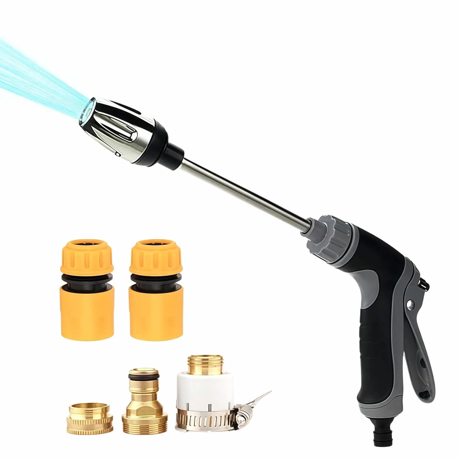 Power Jet Pistolet à haute pression Set de tuyau de jardin, nettoyeur haute pression avec adaptateur en laiton, 3 modes de pulvérisation
