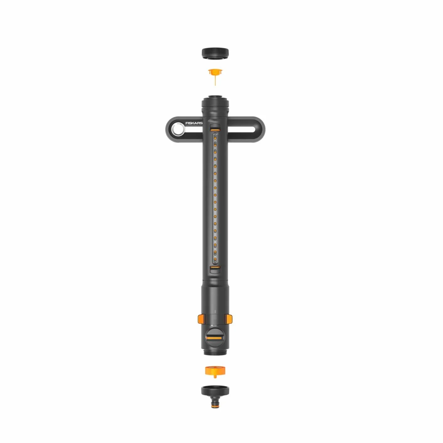 Fiskars X-Series Arroseur Oscillant S-L | Avec Filtre Amovible et Outil de Nettoyage des Buses, Arroseur pour 300-500 m², Noir/Orange, 1070831