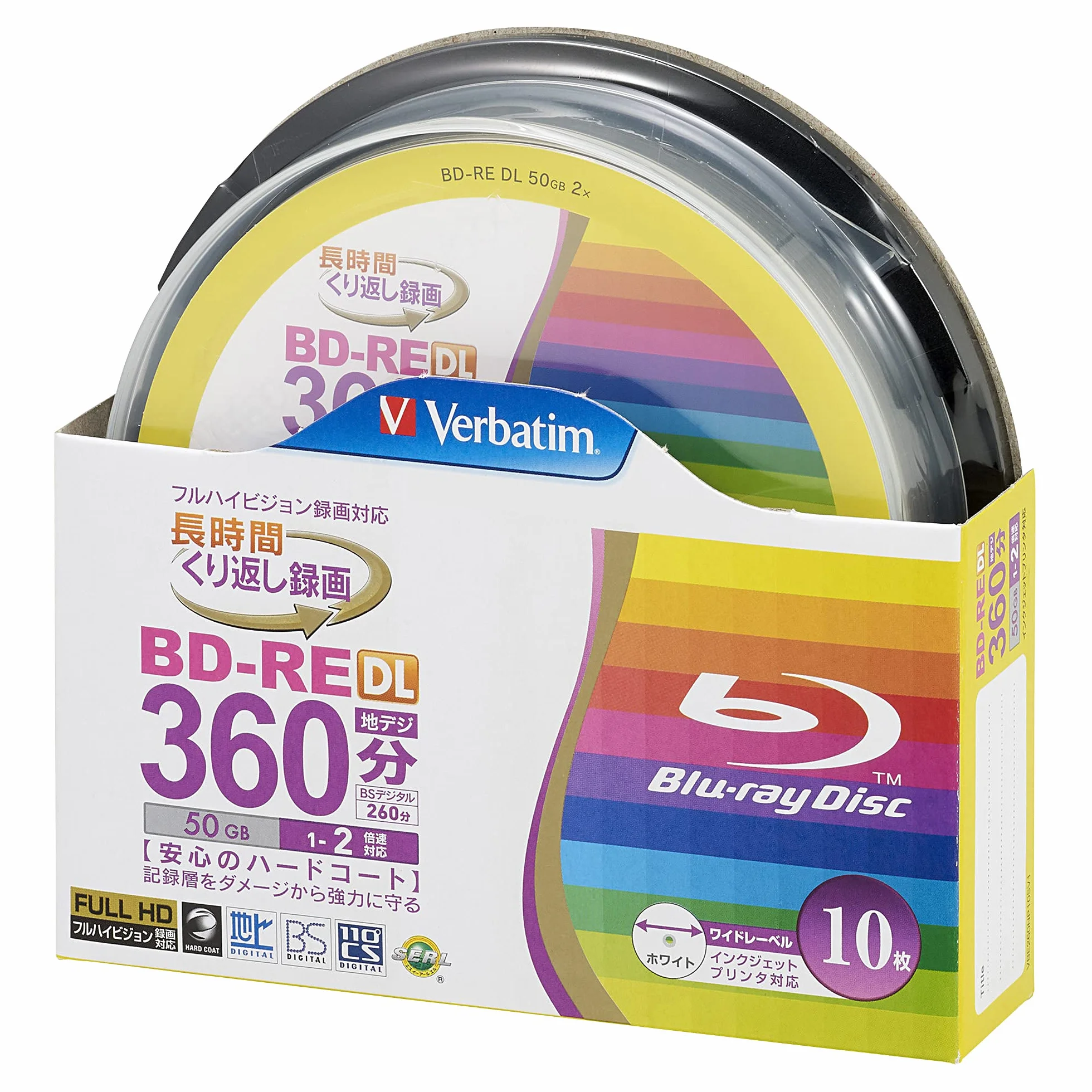 Verbatim Blu-Ray BD-RE DL 50GB 2x Speed 10 Pack Spindle Printable