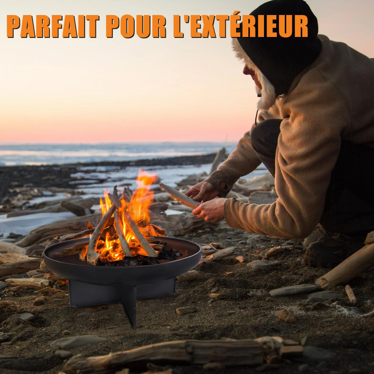 HYCHIKA Brasero Exterieur Ø60cm Foyer Bûcher Fire Pit Camping Jardin