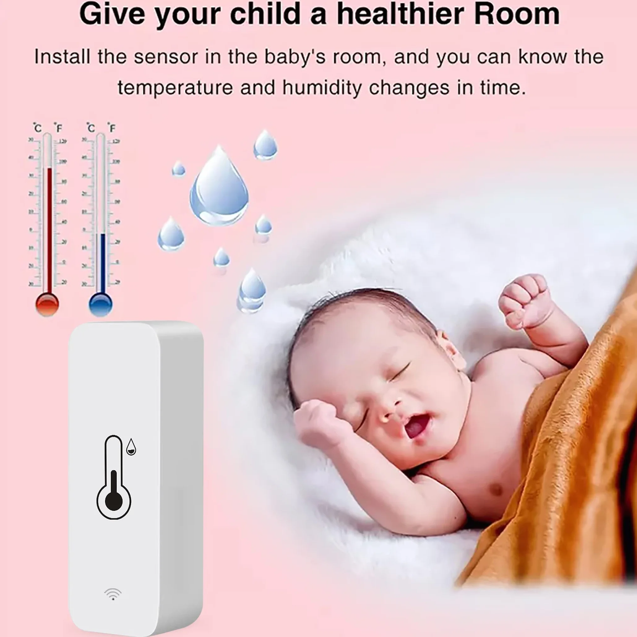WiFi Hygromètre Thermomètre Capteur, Capteur de température et d'humidité sans fil avec alarme de notification d'application à distance, Fonctionne avec l'application Tuya (4 paquet)