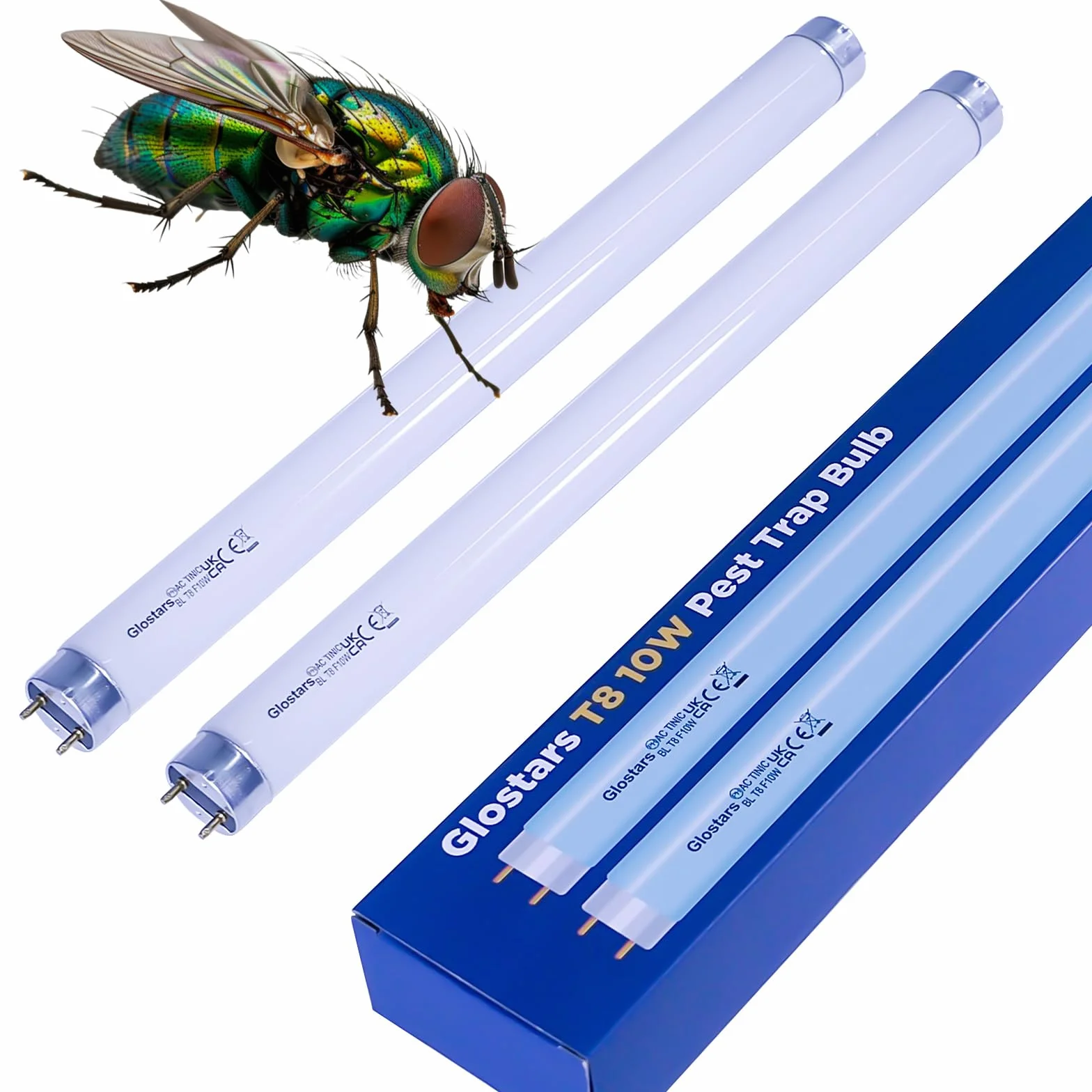 Glostars T8 F10W BL Tube de Remplacement UV 34,5 cm 20W Lot de 2 pour Piège à Moustiques