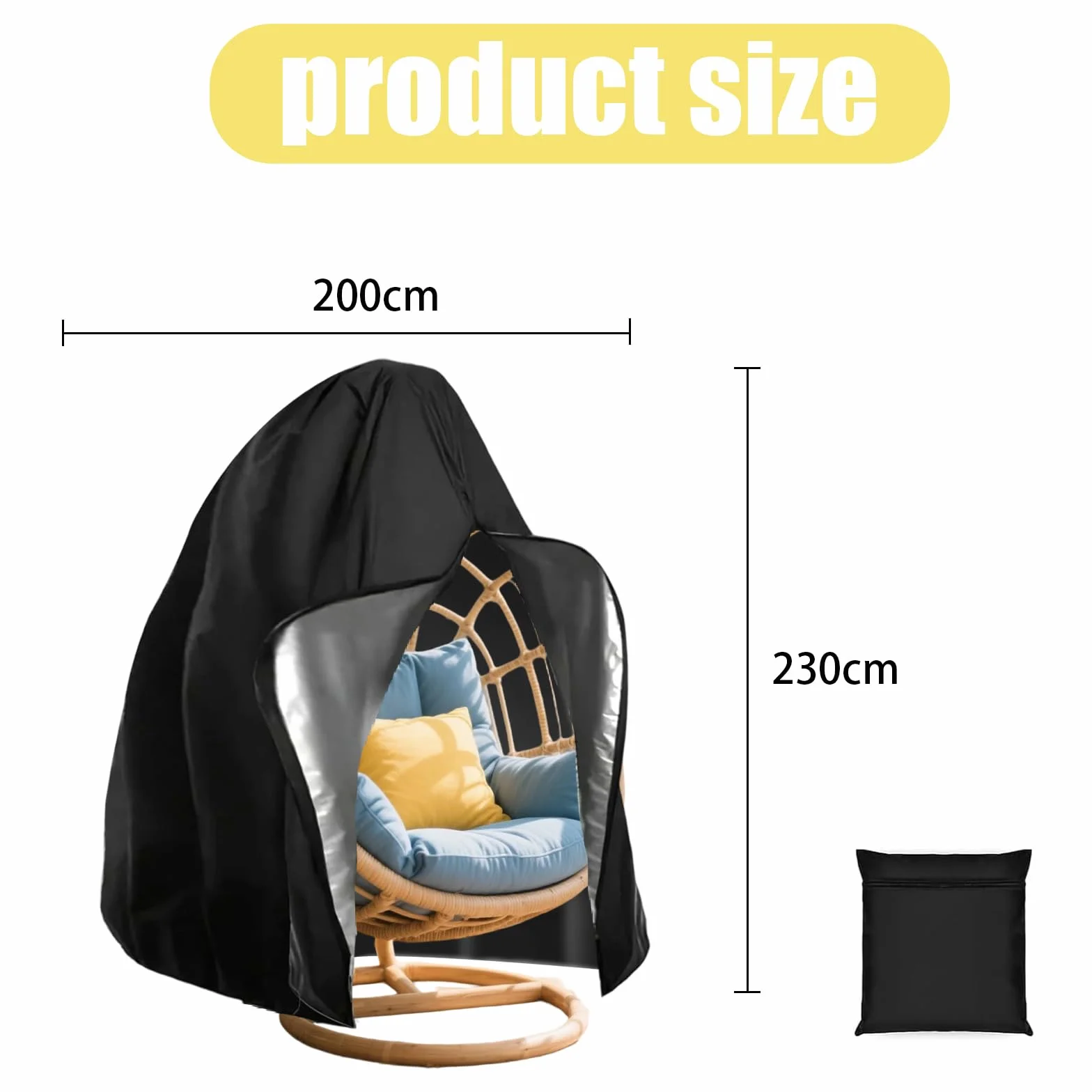 Housse de Chaise Suspendue Imperméable 210D Oxford 230 x 200 cm Protection Extérieur