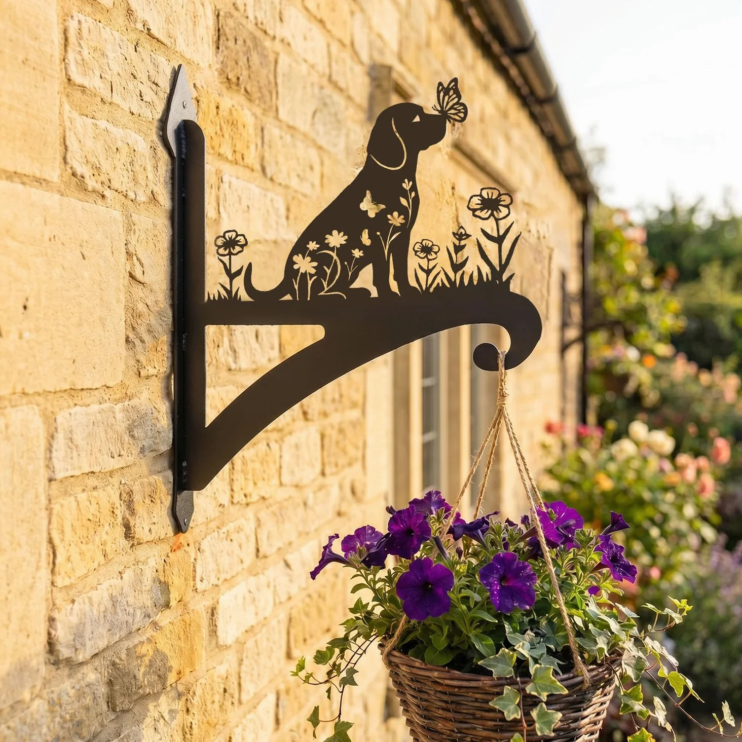 Beagle Cintres pour plantes pour les amoureux des chiens, crochets décoratifs en métal pour l'extérieur