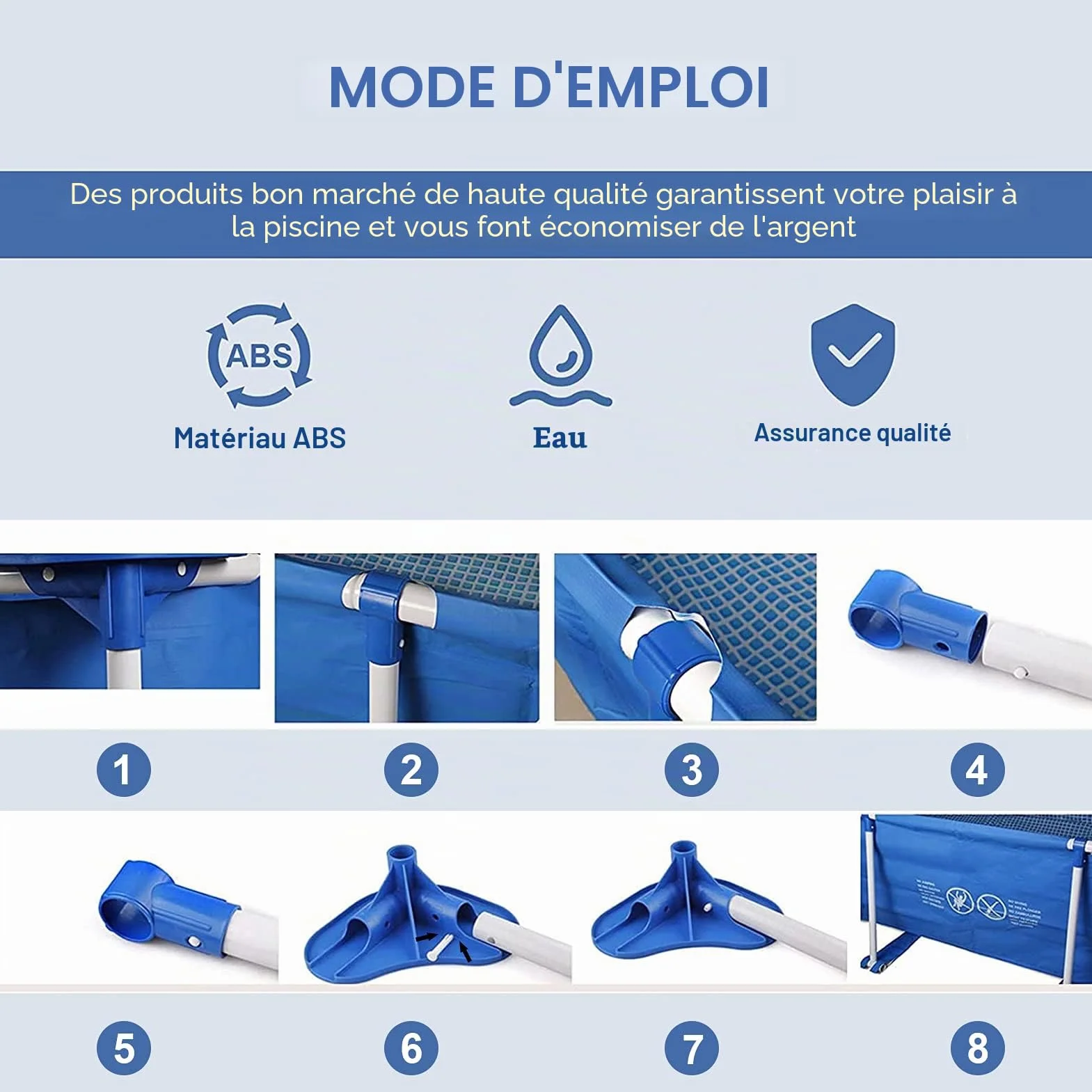 Goupilles De Piscine en Plastique 24 pcs, Broche pour Cadre de Piscine, Joints de Rechange
