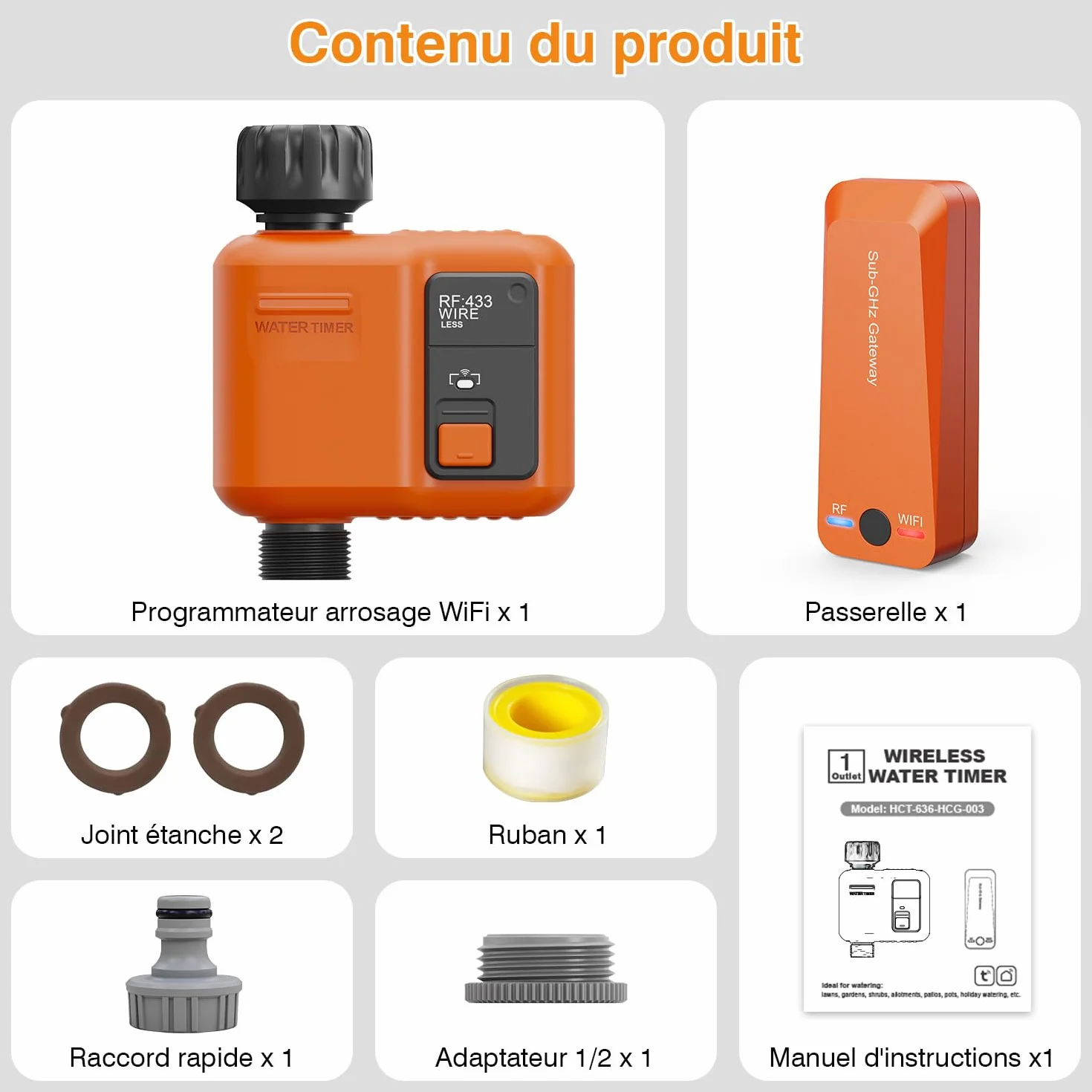 Programmateur Arrosage WiFi 300 Mètres RF Minuteur Automatique Alexa App Retard Pluie Irrigation