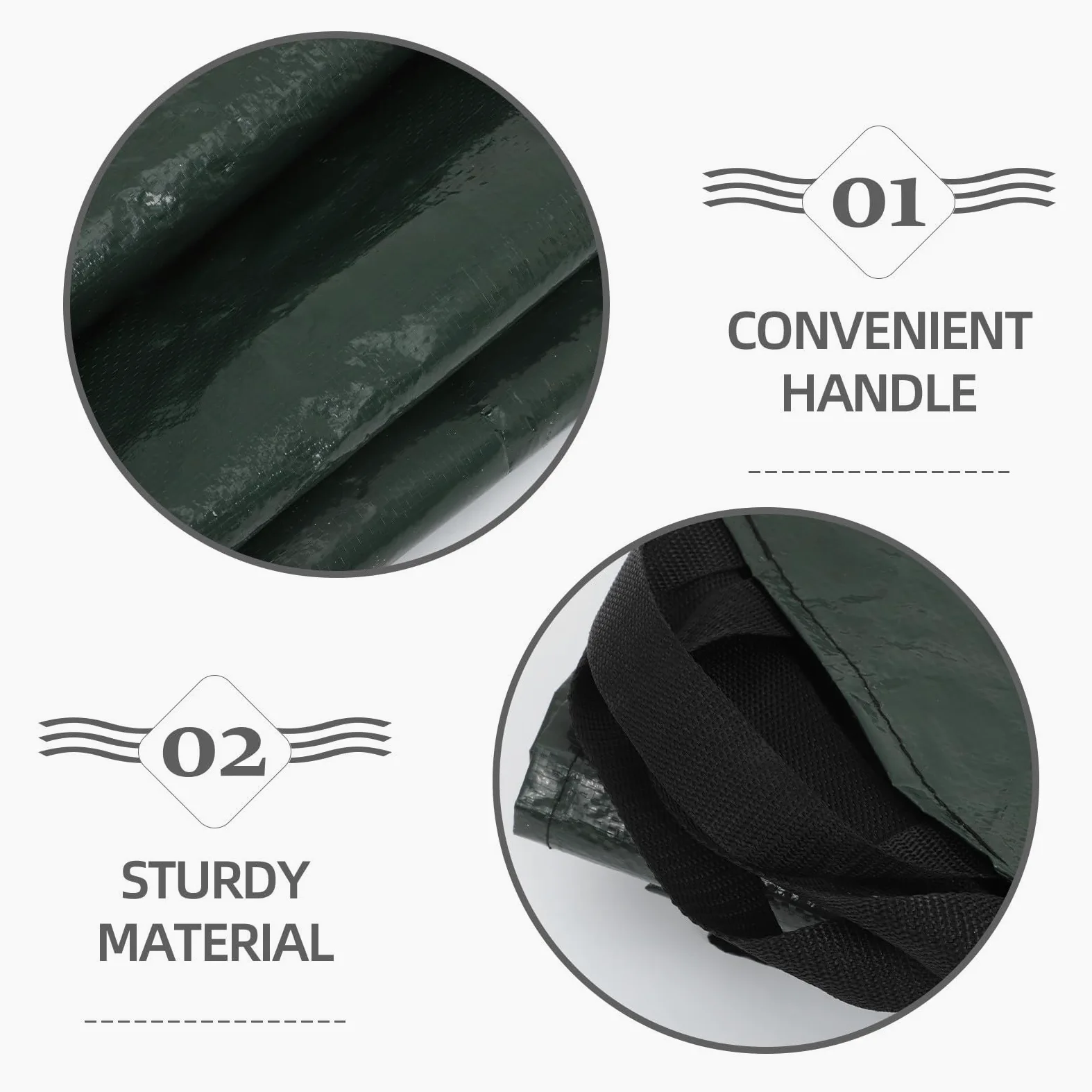 Totority Paquet à Feuilles Réutilisable Vert en Pe Pliable avec Poignées, Bâche de Ramassage de Feuilles Facile à Stocker pour Nettoyage de Jardin et Déchets Verts