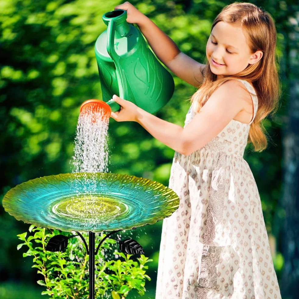 Bain d'oiseaux debout 85 cm fonte résistant au gel vert rétro