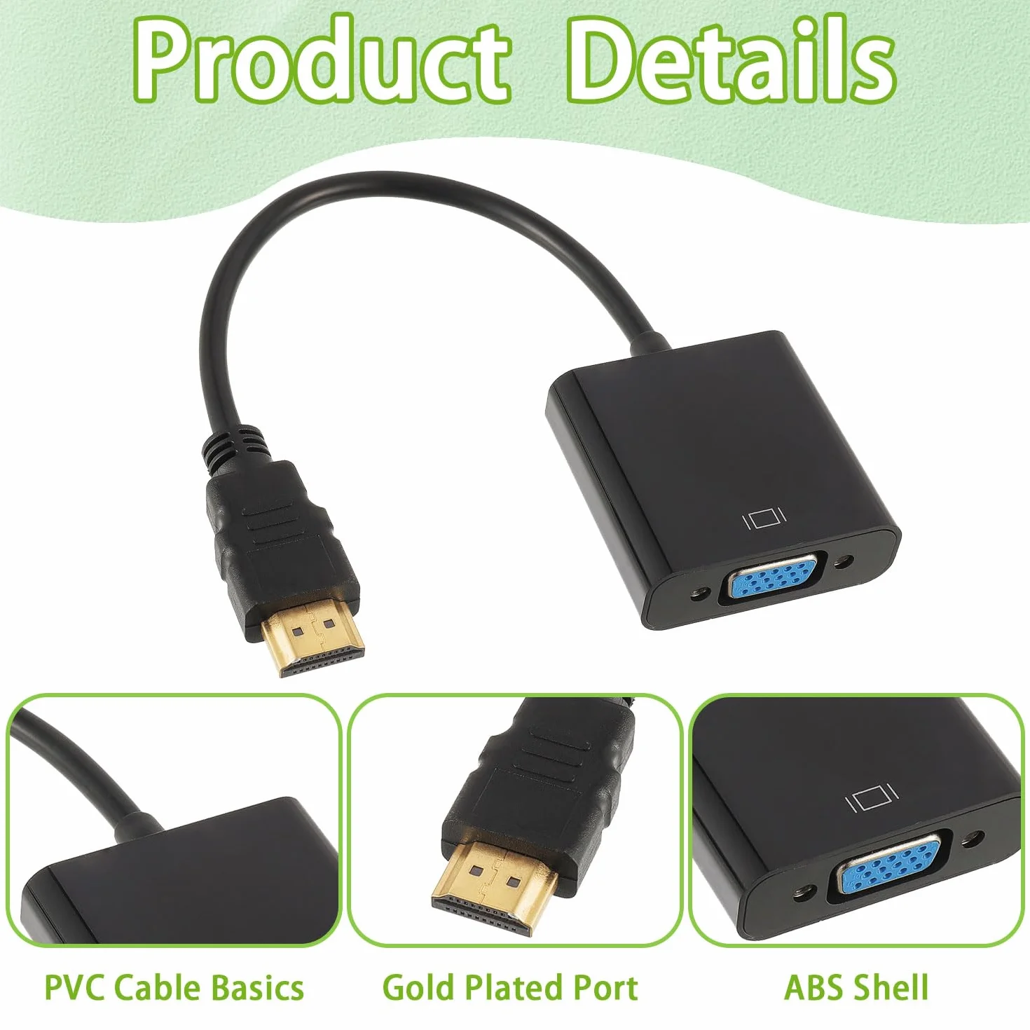 Adaptateur HDMI vers VGA mâle vers Femelle Convertisseur Numérique Analogique